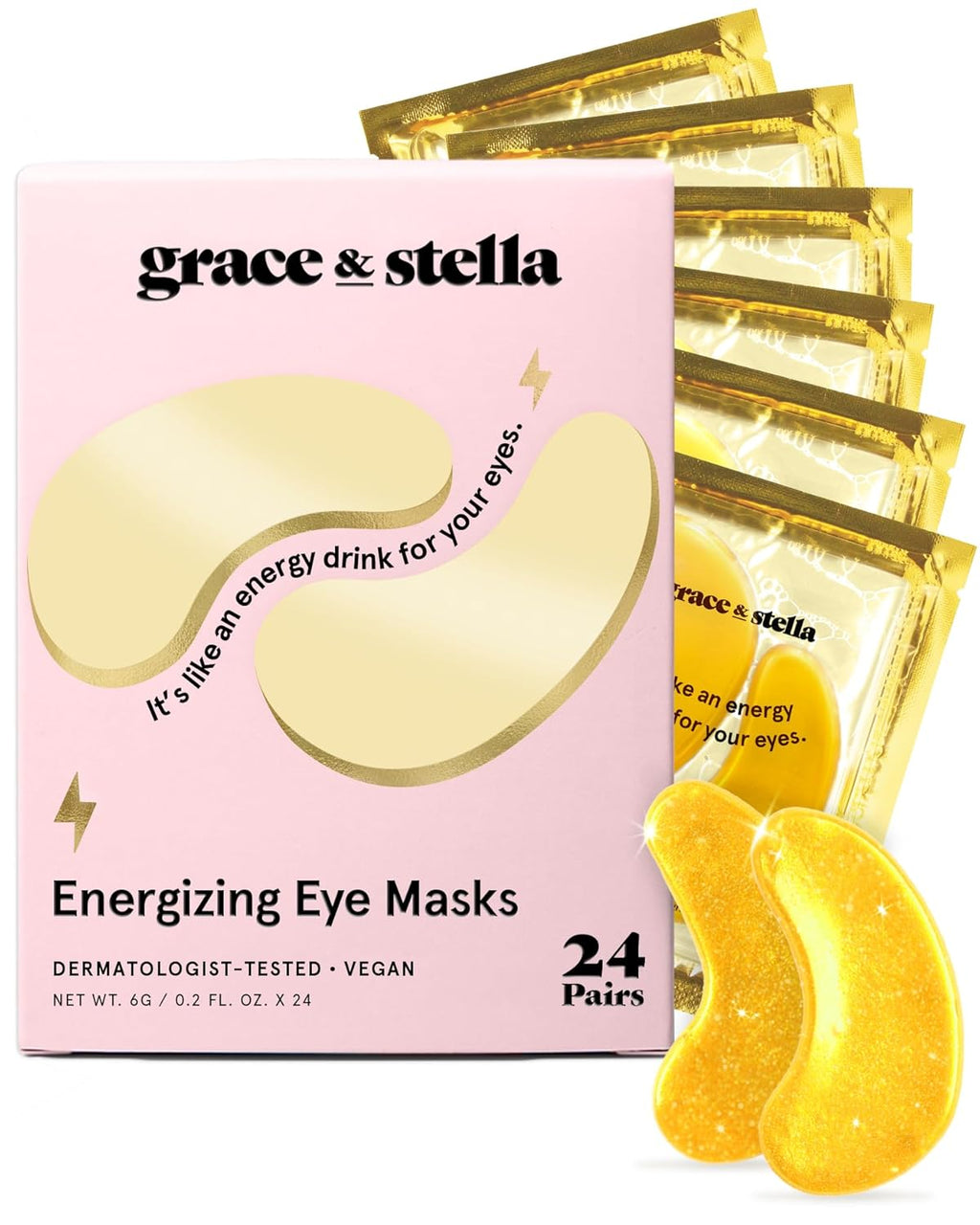 grace & stella Award Winning Under Eye Mask - Birthday Gifts for Women - Gel Eye Patches for Dark Circles, Puffy Eyes, Undereye Bags - Gifts for Mom - Travel Essentials - Vegan (24 Pairs, Gold)