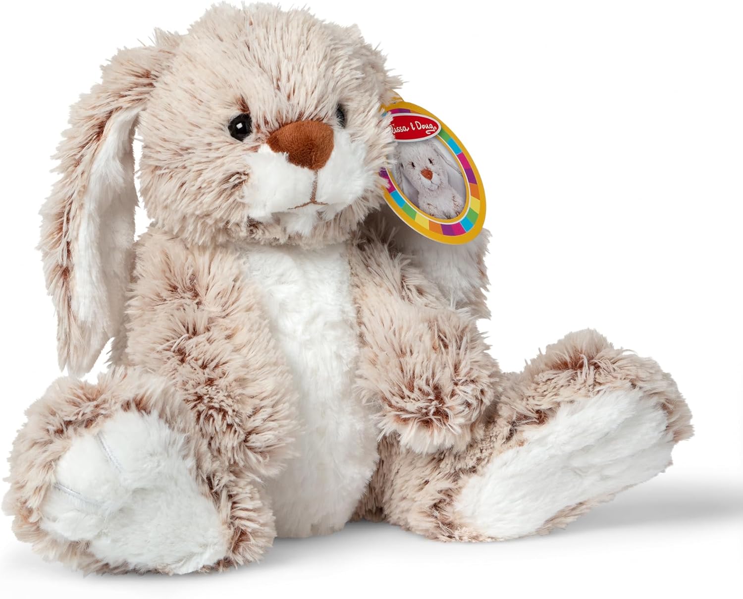 Melissa & Doug Burrow Bunny Stuffed Animal Plushie with Big Feet, Floppy Ears & Fluffy Tail, Adorable Pretend Play Toddler Toys for Girls & Boys 3+