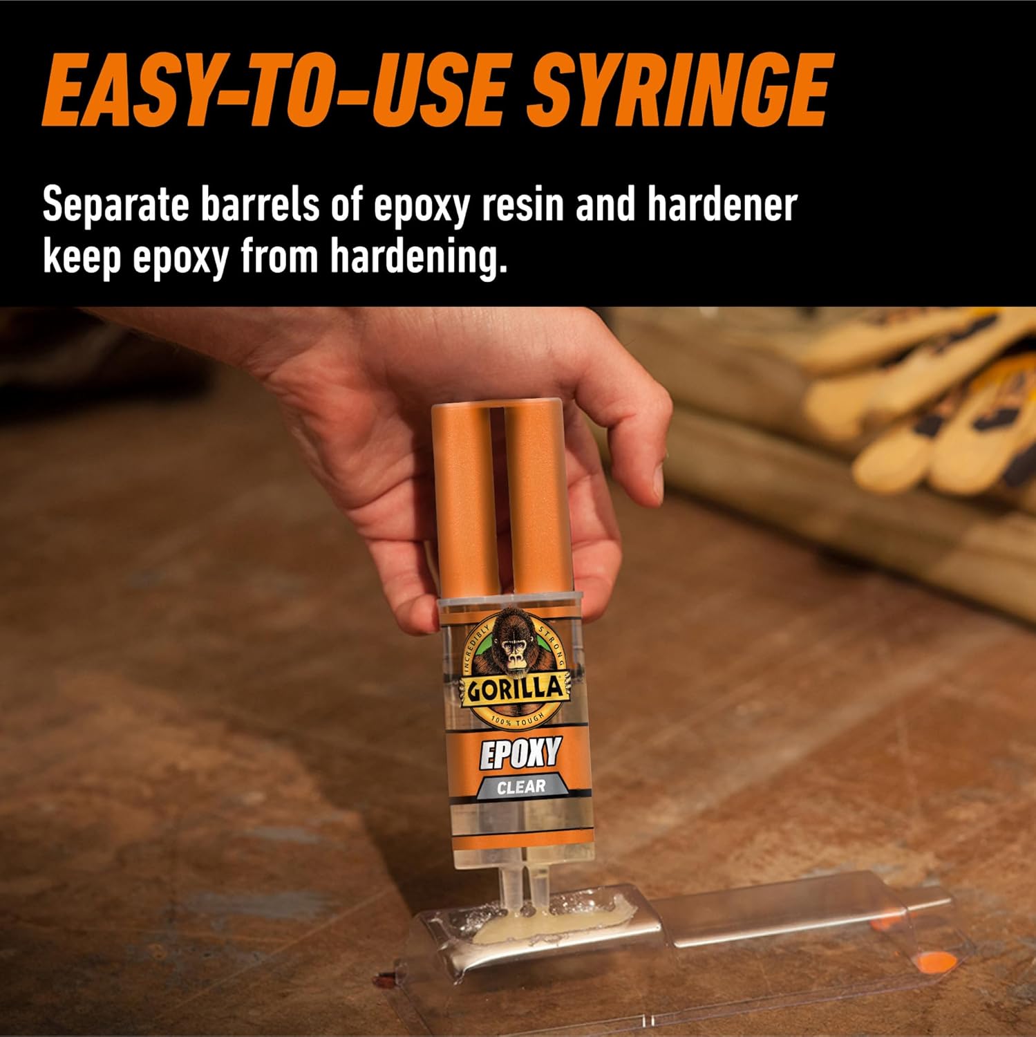 Gorilla 2 Part Epoxy, Clear Epoxy, 0.85 Ounce Syringe (Pack of 1) - 5 Minute Set, Incredibly Strong Bonding