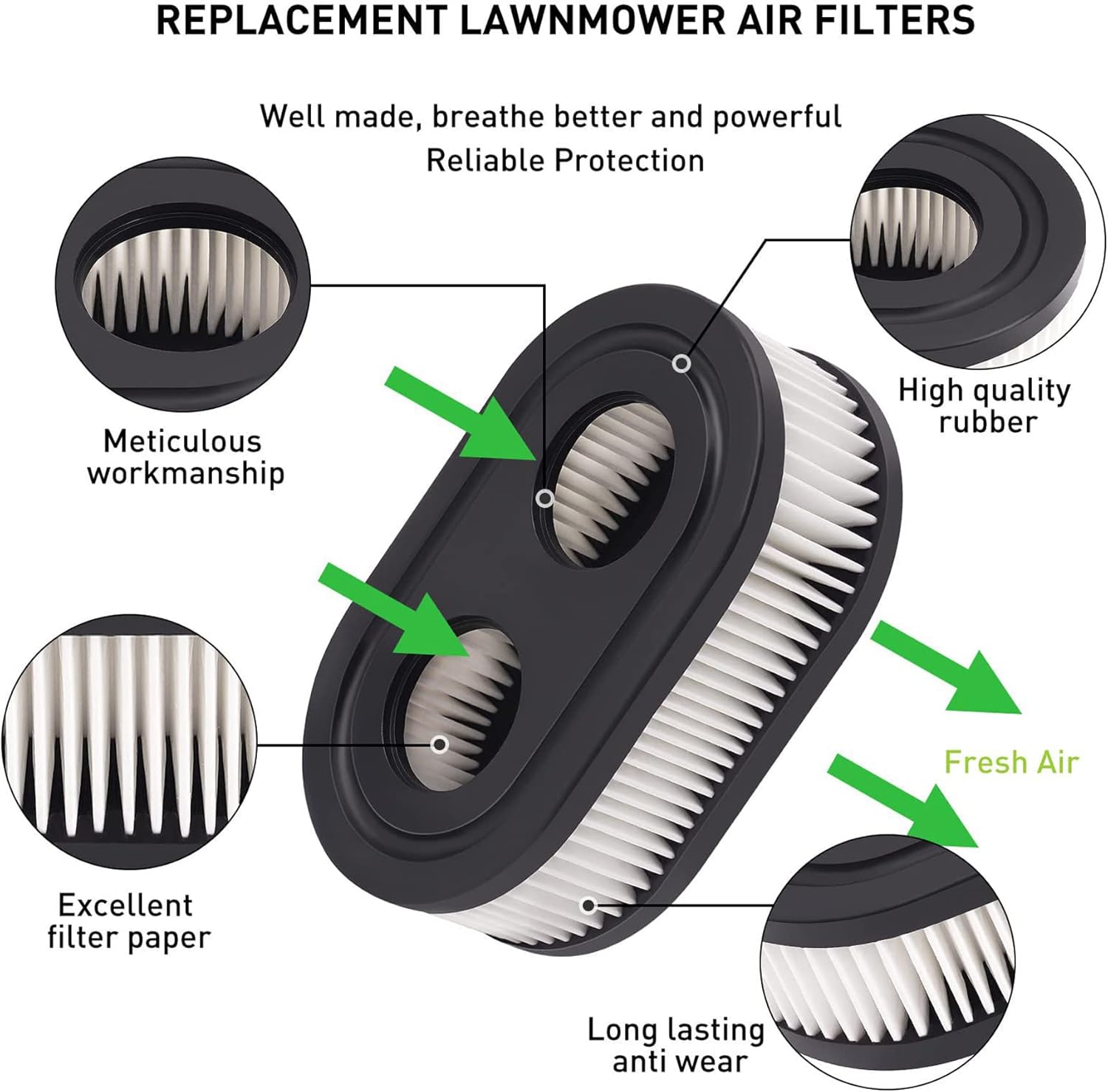 593260 Air Filter 593260 798452 334404 Air Cleaner Cartridge Filter, Lawn Mower Air Cleaner Replacement Filters for 4247 5432 5432k 09P00 09P702 550E 500EX 550EX 625 575EX Series Engine (2Pcs)