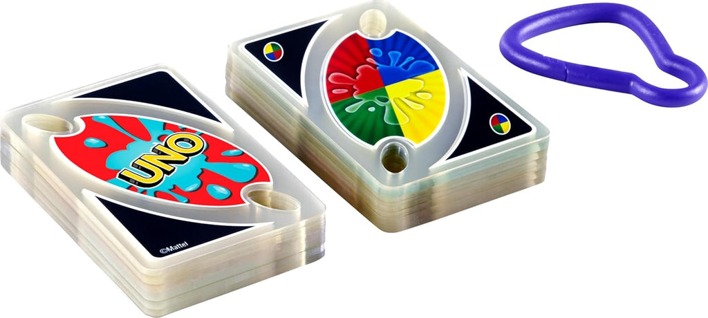 Mattel Games UNO Splash Card Game with Waterproof Cards and Portable Clip for Travel, Camping and Game Nights Away