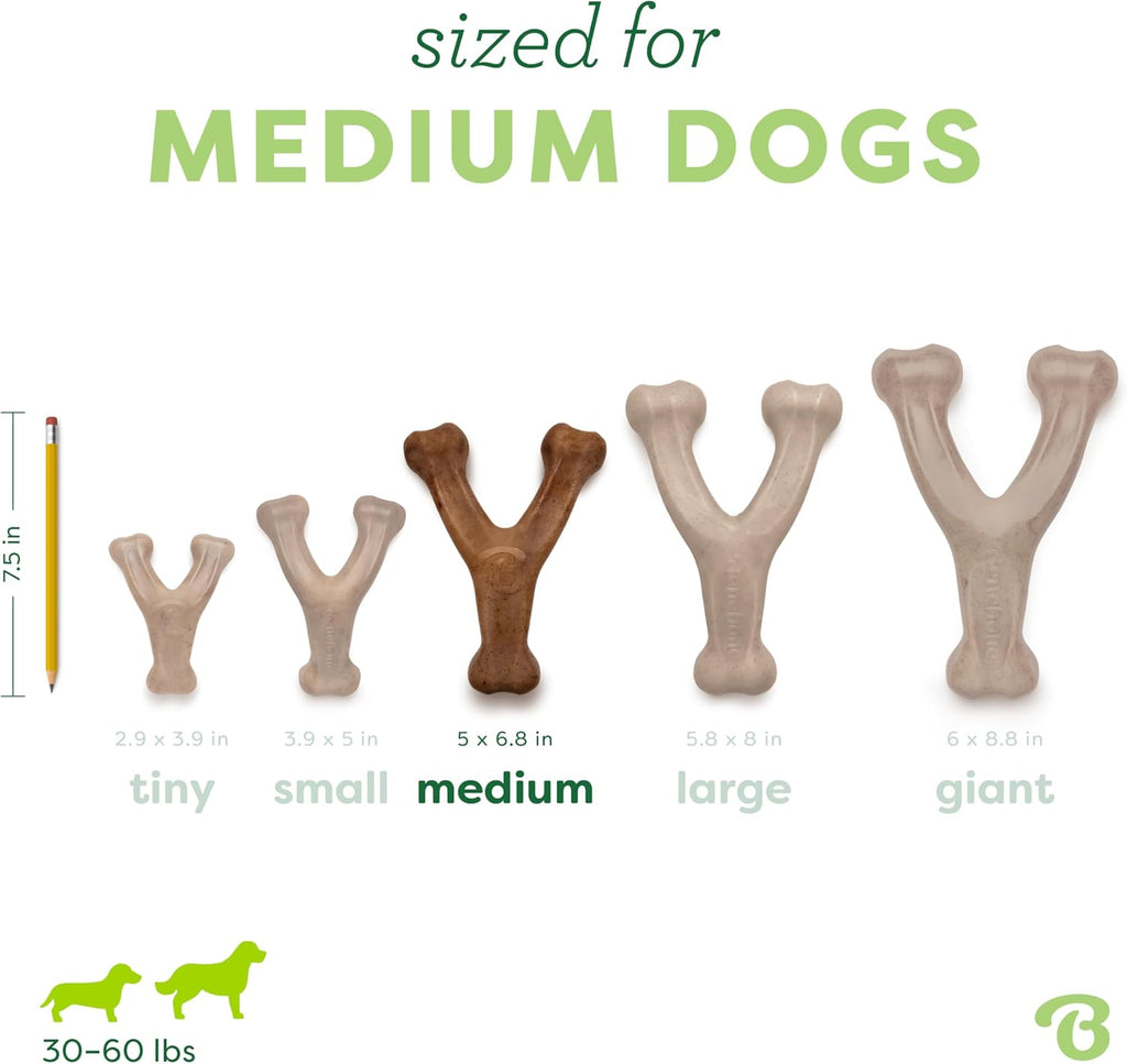 Benebone Wishbone Durable Dog Chew Toy for Aggressive Chewers, Real Bacon, Made in USA, Medium