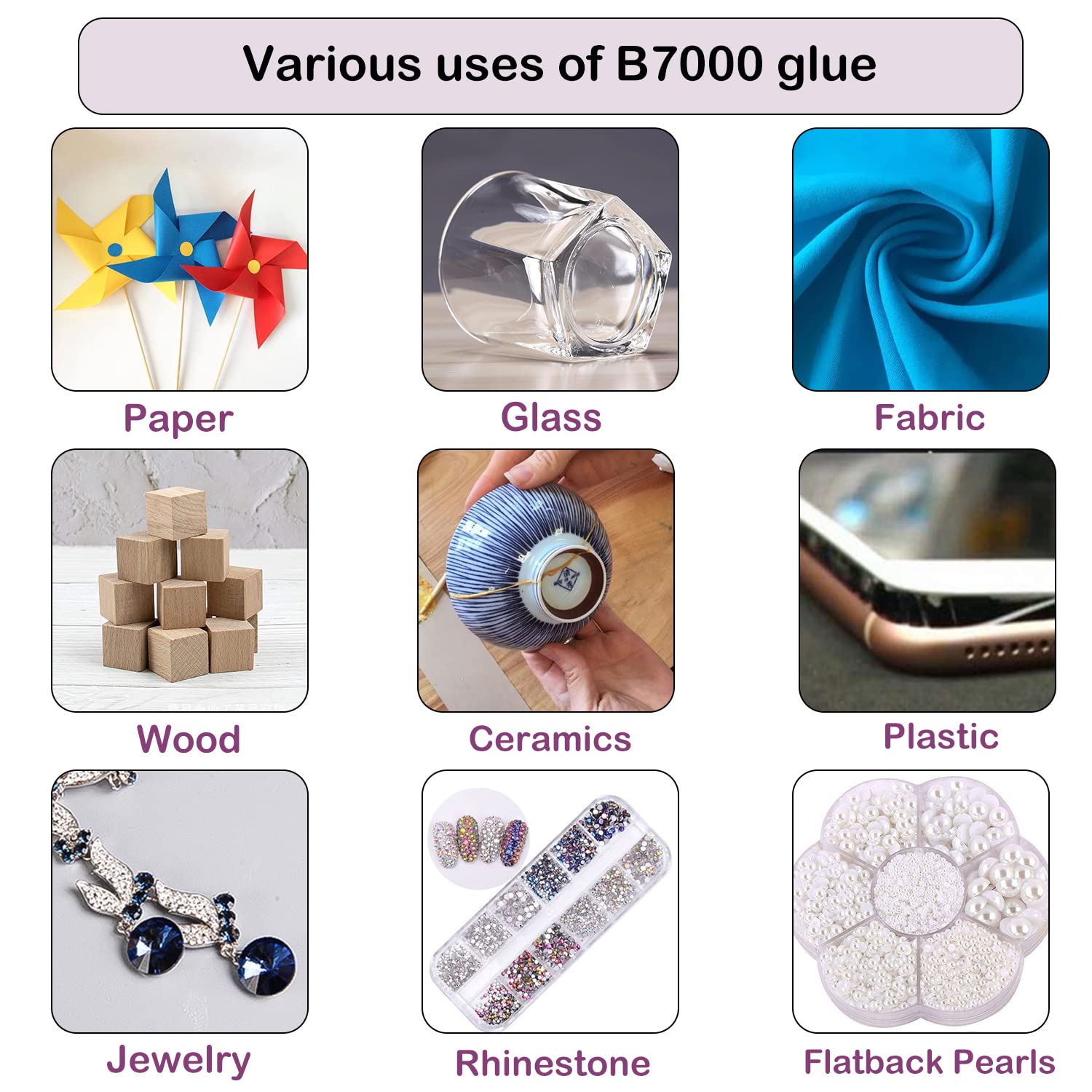 B7000 Jewelry Glue for Making, FITTDYHE 1PCS 50ML/1.69 fl oz Clear Adhesive for Rhinestone, Fabric, Multipurpose Super B-7000 for Phone Repair, Nail Art, Wood, Glass, Charms