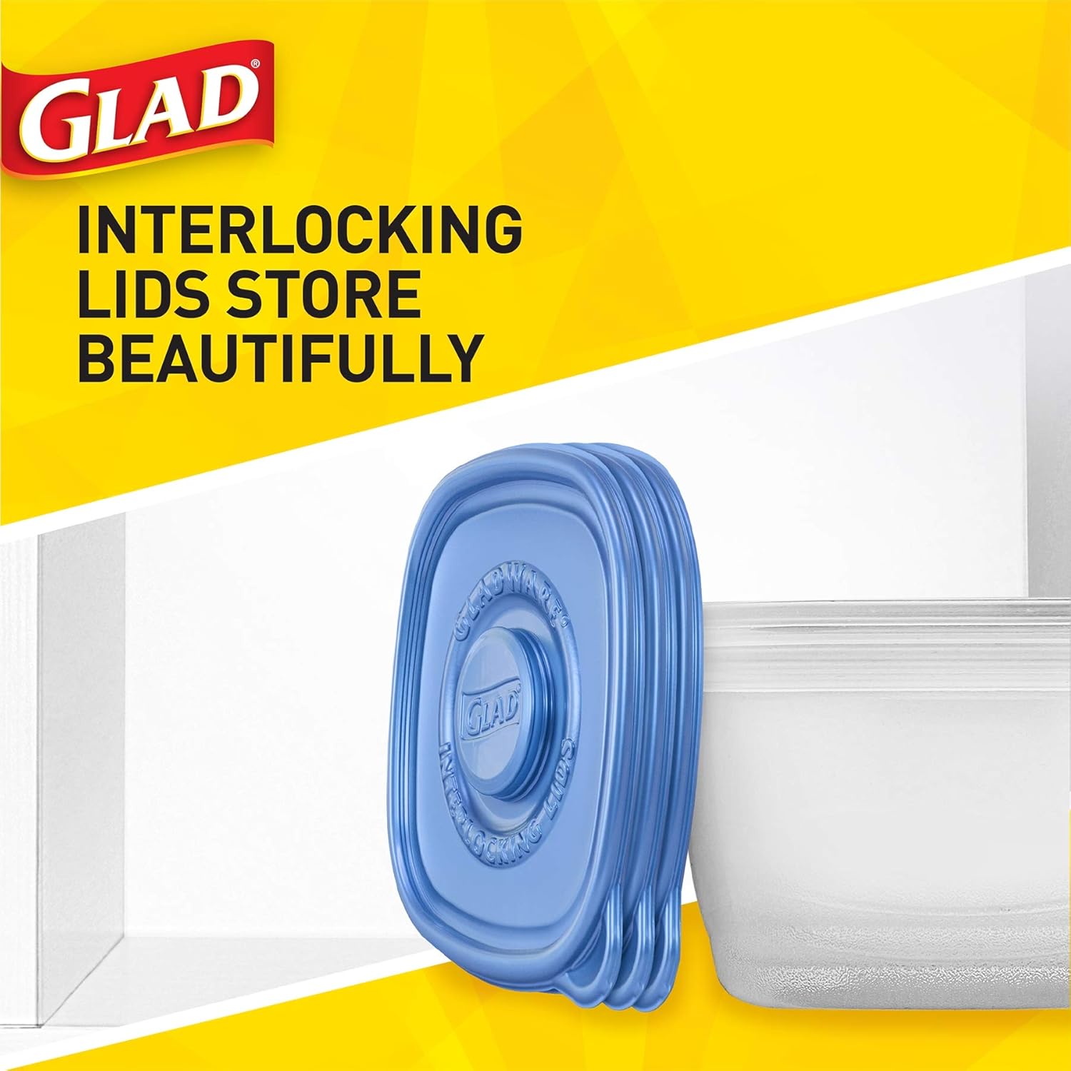 Glad GladWare Medium Rectangle Food Storage Containers with Lids, BPA Free Plastic for Soups Salads and Meal Prep, Airtight Leak Resistant, Microwave Dishwasher Freezer Safe, 24 Oz, 5 Count