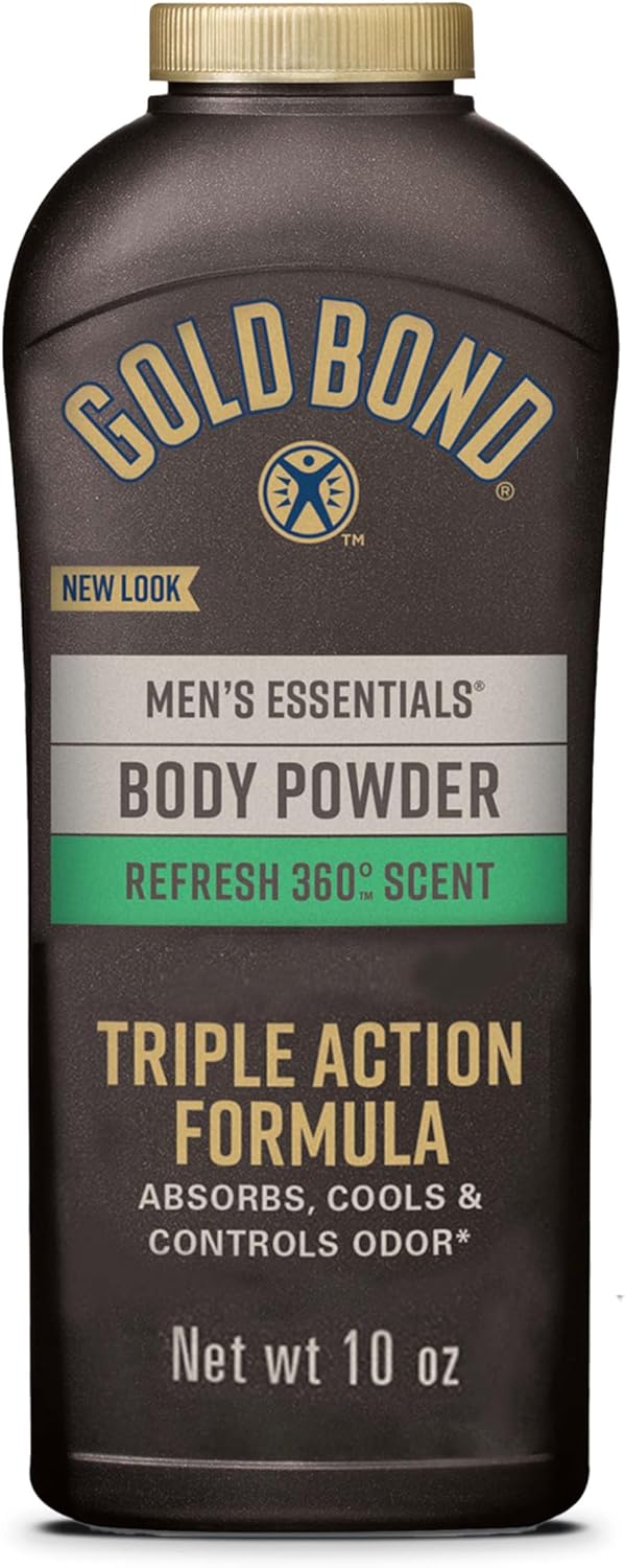Gold Bond Men's Essentials Talc Free Body Powder, 10 oz., Refresh 360 Scent, Body Powder for Men, Wetness Protection