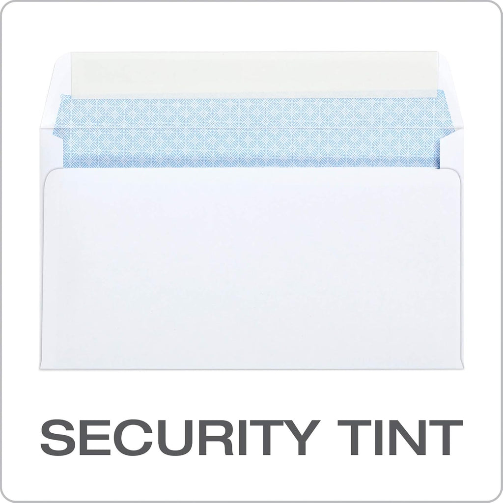 Quality Park #6 3/4 Self-Seal Security Envelopes, Security Tint and Pattern, Redi-Strip Closure, 24-lb White Wove, 3-5/8 x 6-1/2, 100/Box (QUA10417)
