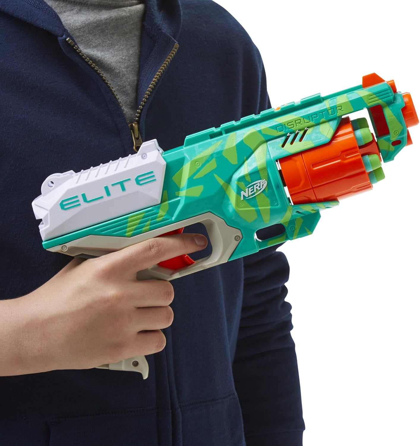 NERF Elite Disruptor Dynamic Green Dart Blaster, Rotating Drum, Slam Fire, Easter Gift for Kids, Kids Outdoor Toys for 8 Year Old Boys & Girls (Amazon Exclusive)