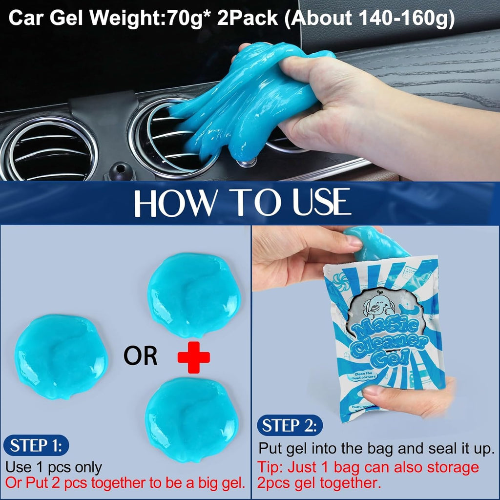 Fitosy Car Interior Duster Detail Brush Cleaning Gel Kit, Soft Dash Vent Dusting Slime Putty Detailing Brushes Accessories Essentials Supplies Tools for Auto,Truck,SUV,RV