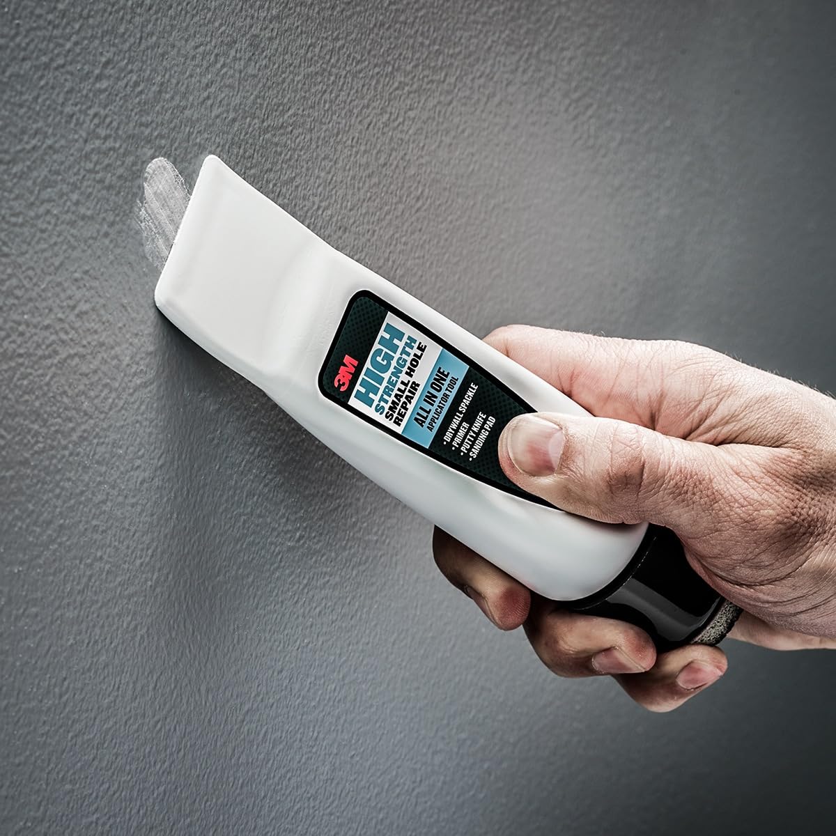 3M Small Hole Repair High Strength, All in One Applicator Tool, 1-Pack, Quick and Easy Repair for Nicks and Nail Holes, Includes Putty Knife, Spackle, and Sanding Pad For Wall Repairs (SHR-3-AIO)