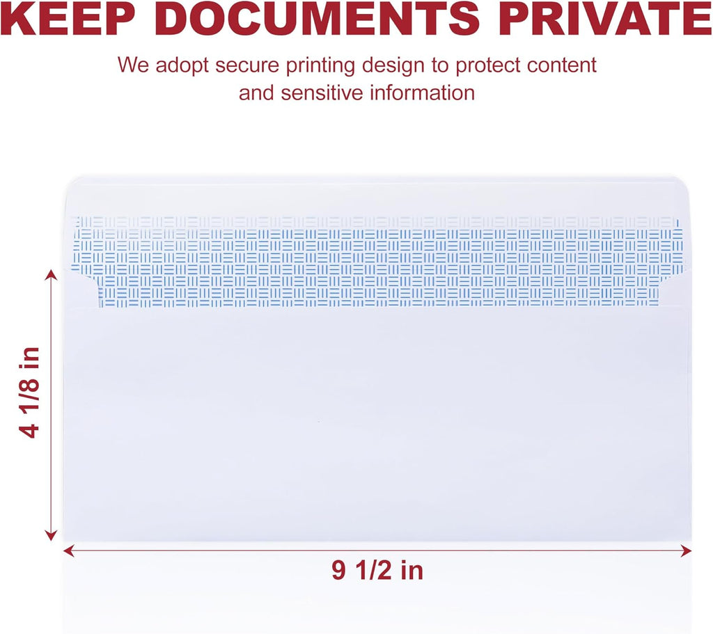 Zzrywuty #10 Letter Size Mailing Envelopes for Business, 60pcs Self Seal Windowless Security Envelopes 4-1/8 x 9-1/2 Inch White 24LB Paper