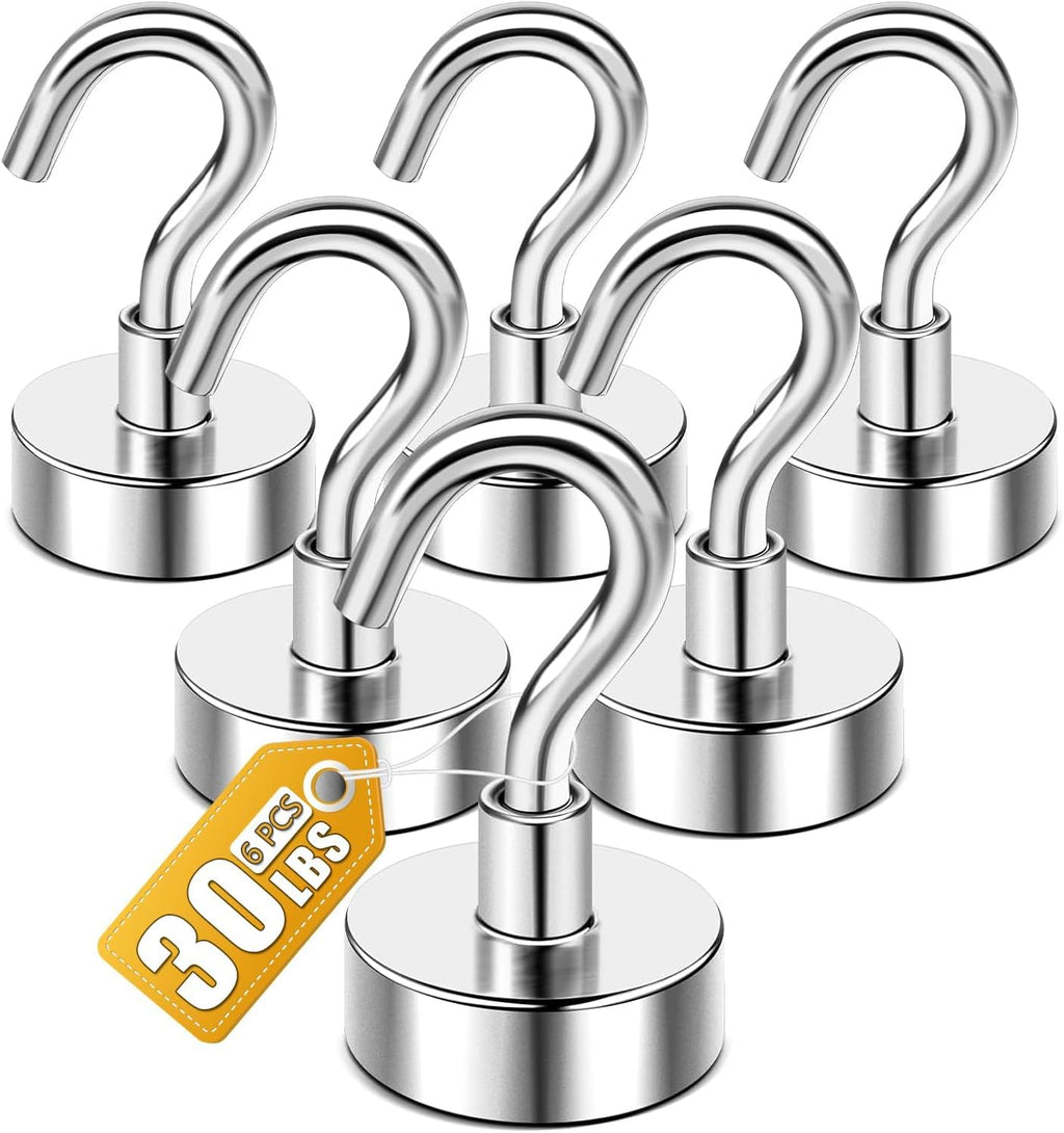 DIYMAG Magnetic Hooks, 30lbs+ Magnet Hook 2026 Cruise Cabin Ship Essentials N52 Heavy Duty Strong Magnets Refrigerator Fridge Hanging for Classroom Beach Vacation Kitchen Grills Home 6 Pack