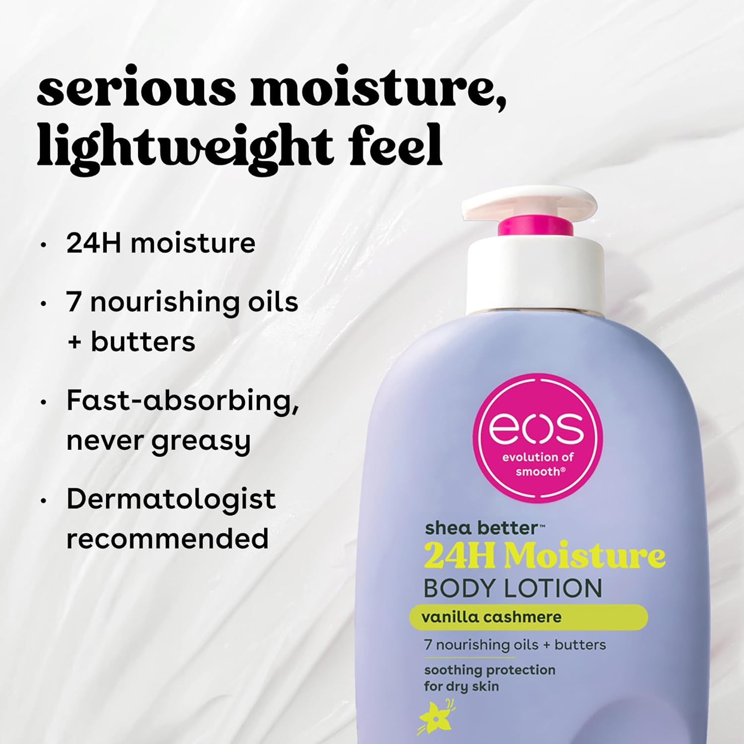 eos 24H Moisture Travel Body Lotion- Vanilla Cashmere, Travel Size Essential, Toiletries, Mini Body Lotion For Dry Skin, 2.5 fl oz