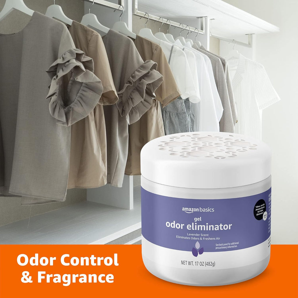 Basics Gel Odor Eliminator, Activated Charcoal, Lavender Scent, 17 Oz, 1-Pack