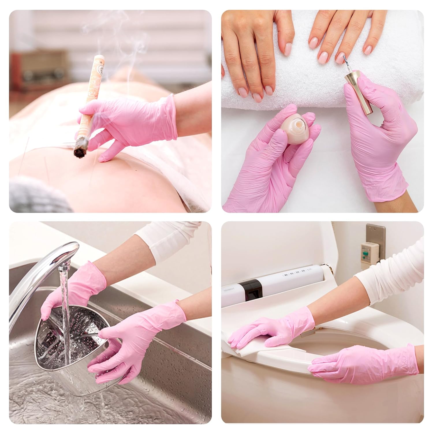 SwiftGrip Pink Nitrile Gloves, 3-mil, Industrial Gloves Disposable Latex Free, for Cleaning & Esthetician, Rubber Powder-Free, 100-ct Box (Small)