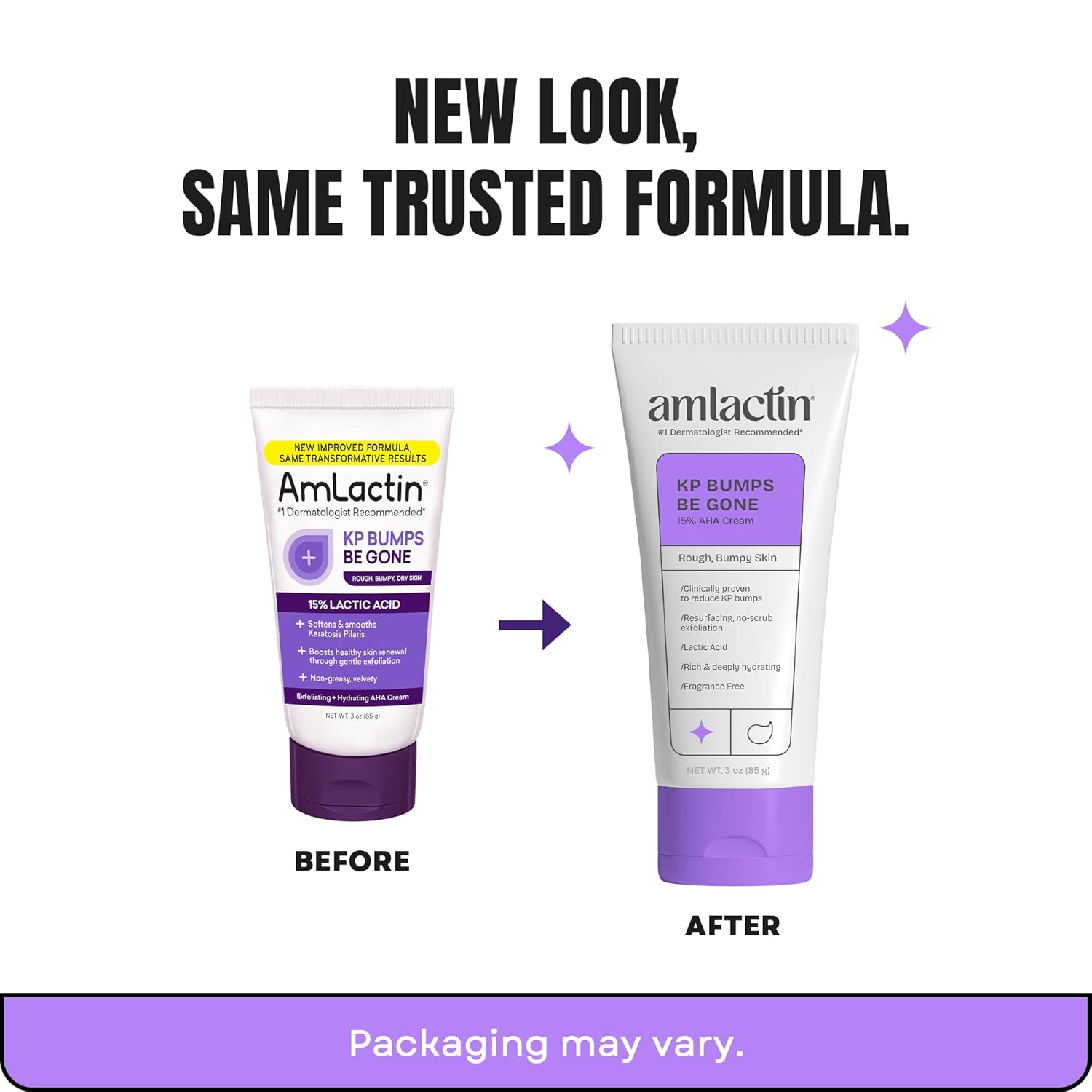 AmLactin KP Bumps Be Gone - Therapeutic Body Cream for Keratosis Pilaris - No-Scrub Exfoliator and Body Moisturizer for Dry Skin with 15% Lactic Acid AHA, 3 oz (Packaging May Vary)