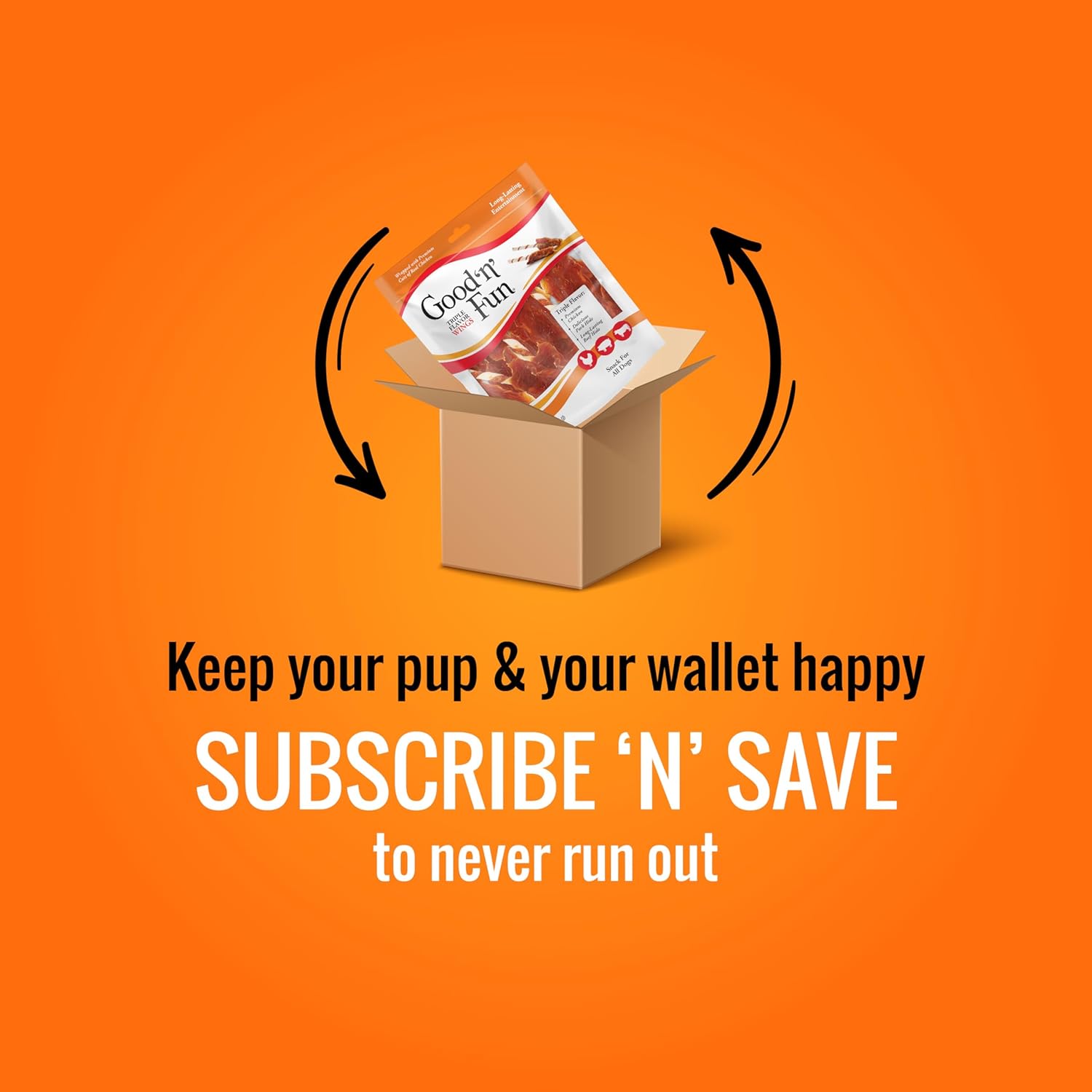 Good ‘n’ Fun Triple Flavor Wings Chews for All Dogs, 12 Ounces, Treat Your Dog to Long-Lasting Chews Made from Chicken, Pork Hide and Beef Hide