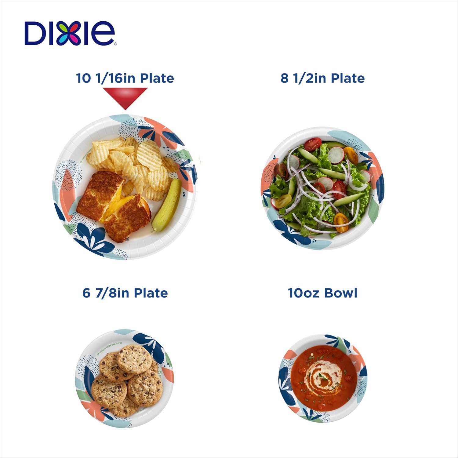 Dixie Large Paper Plates, 10 Inch, 150 Count, 2X Stronger*, Microwave-Safe, Soak-Proof, Cut Resistant, Disposable Plates For Everyday Breakfast, Lunch, & Dinner Meals