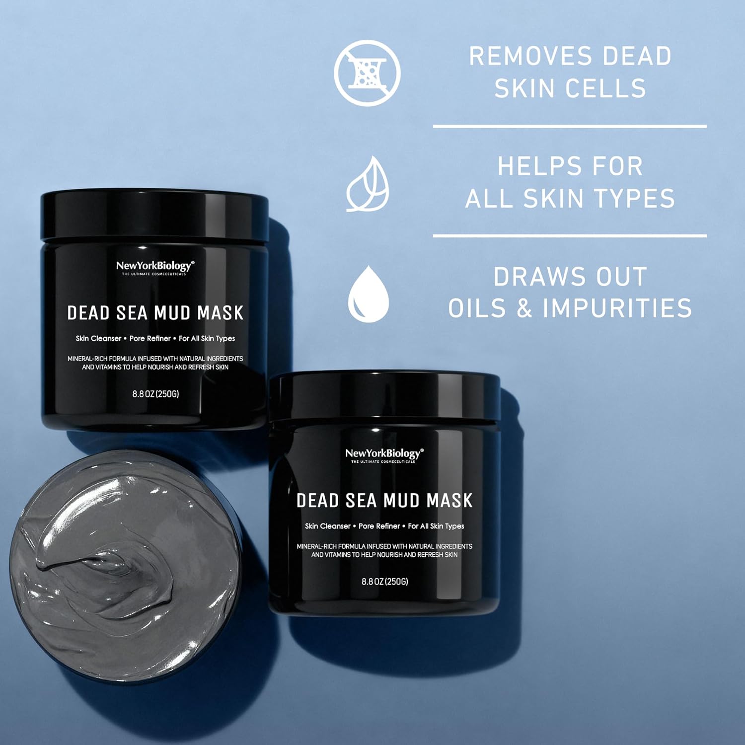 New York Biology Dead Sea Mud Mask for Face and Body | Spa Quality Pore Refiner for Oily Skin | Natural Skincare for Women & Men | Tighten Skin for A Healthier Complexion | 8.8 oz