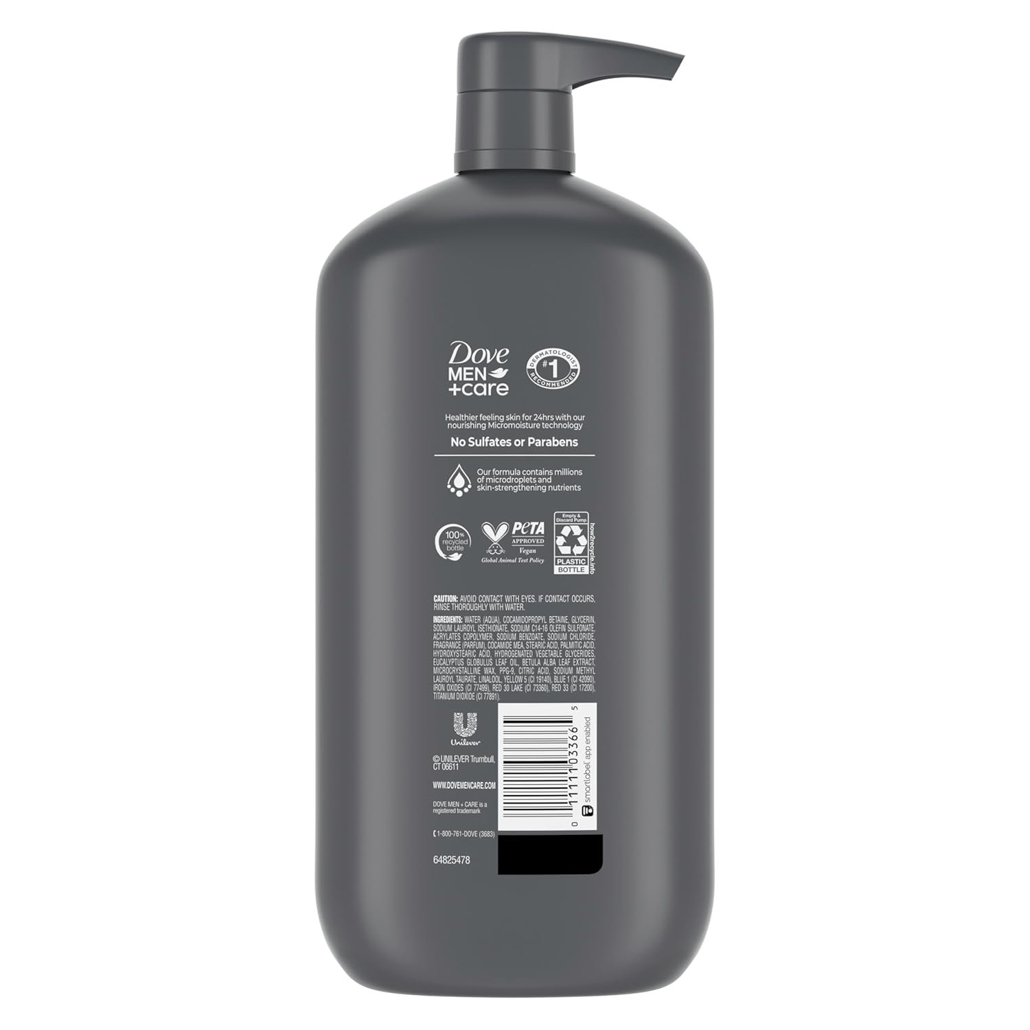 DOVE MEN + CARE Relaxing Blue Eucalyptus + Birch Body and Face Wash with 24-Hour Nourishing Micromoisture Technology Body Wash for Men 30 oz
