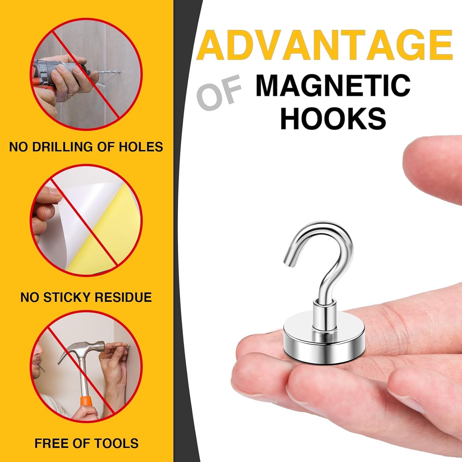 DIYMAG Magnetic Hooks, 30lbs+ Magnet Hook 2026 Cruise Cabin Ship Essentials N52 Heavy Duty Strong Magnets Refrigerator Fridge Hanging for Classroom Beach Vacation Kitchen Grills Home 6 Pack