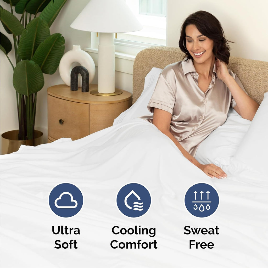 Queen Size 4 Piece Sheet Set - Comfy Breathable & Cooling Bed Sheets Set - Hotel Luxury Bedding for Women, Men, Kids, Teens, Boys & Girls - Deep Pockets, Ultra-Soft, Wrinkle Free - Oeko-Tex - White