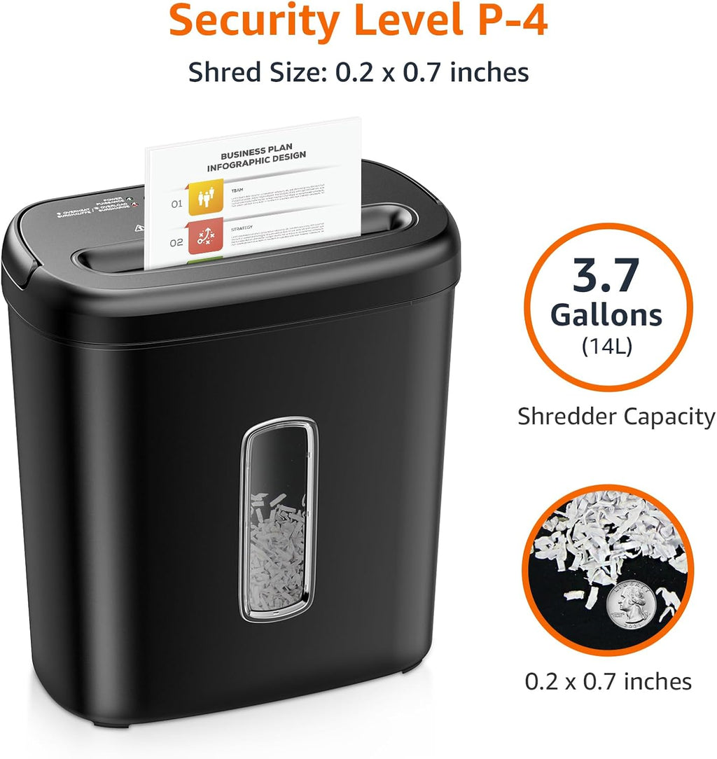 Amazon Basics 8-Sheet High Security Cross Cut Paper and Credit Card Shredder with P-4 Security, Auto Shut-off, Black