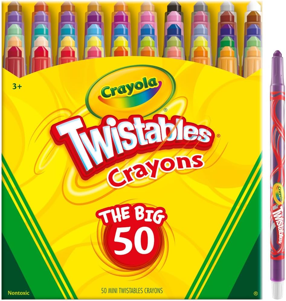 Crayola Mini Twistables Crayons for Kids (50ct), Essential Easter Basket Stuffers, No Peel Crayons for Coloring Books, Gift for Toddlers & Kids, Arts & Crafts Supplies, 3+