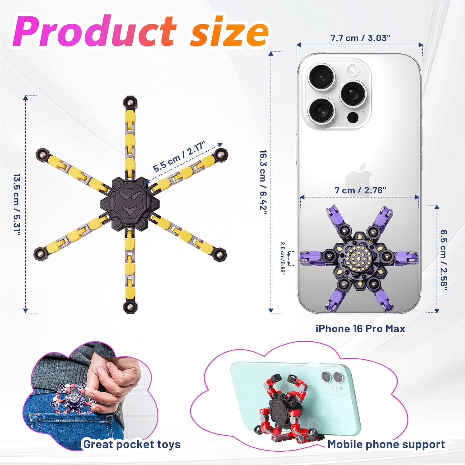 Gokeey Transformable Fidget Spinners Toys 4 Pcs for Kids and Adults Stress Relief Sensory Toys for Boys and Girls Age 8-13 Fingertip Gyros Easter Party Favors Birthday Gifts for Teens Travel Toys