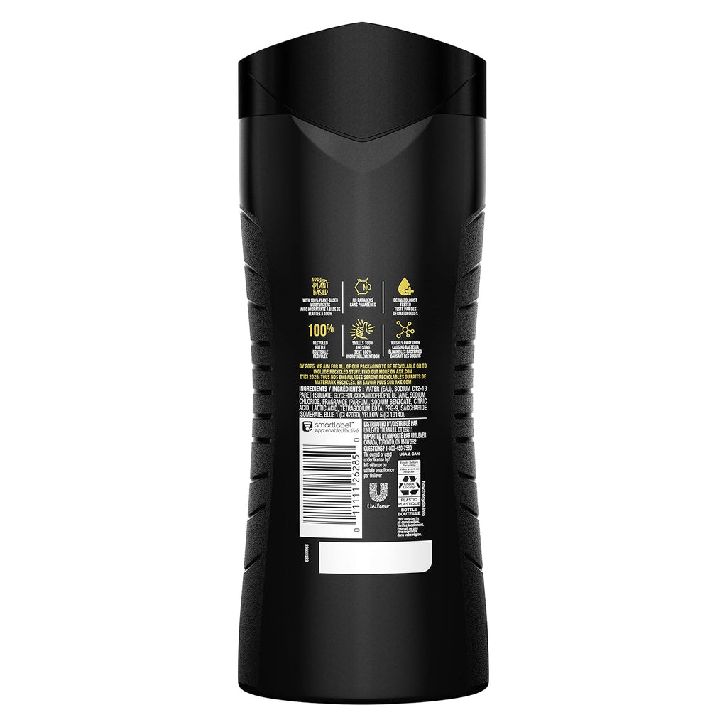 AXE Body Wash Apollo 4 Count for Long Lasting Freshness Sage & Cedarwood Men's Body Wash with Odor-Busting Prebiotics 16 oz