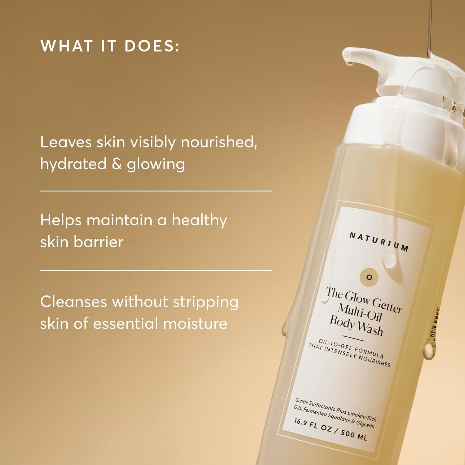Naturium The Glow Getter Multi-Oil Hydrating Body Wash, Gentle Cleanser, 16.9 oz