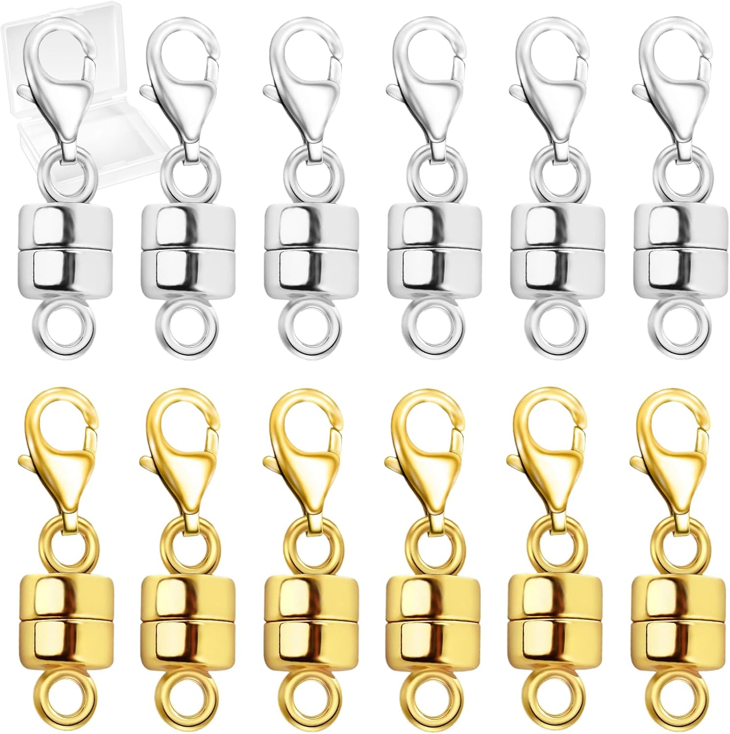 MKCYD Magnetic Necklace Clasp with Lobster Clasp,14K Gold and Silver Magnetic Jewelry Clasps for Necklace Extender Bracelet Closures