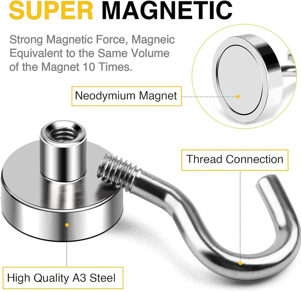 DIYMAG Magnetic Hooks, 30lbs+ Magnet Hook 2026 Cruise Cabin Ship Essentials Heavy Duty Strong Magnets Refrigerator Fridge Hanging for Classroom Beach Vacation Kitchen Grills Home 20 Pack (Silver)