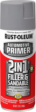 Rust-Oleum 260510 Stops Rust Automotive 2-in-1 Filler & Sandable Primer Spray, 12 oz, Gray