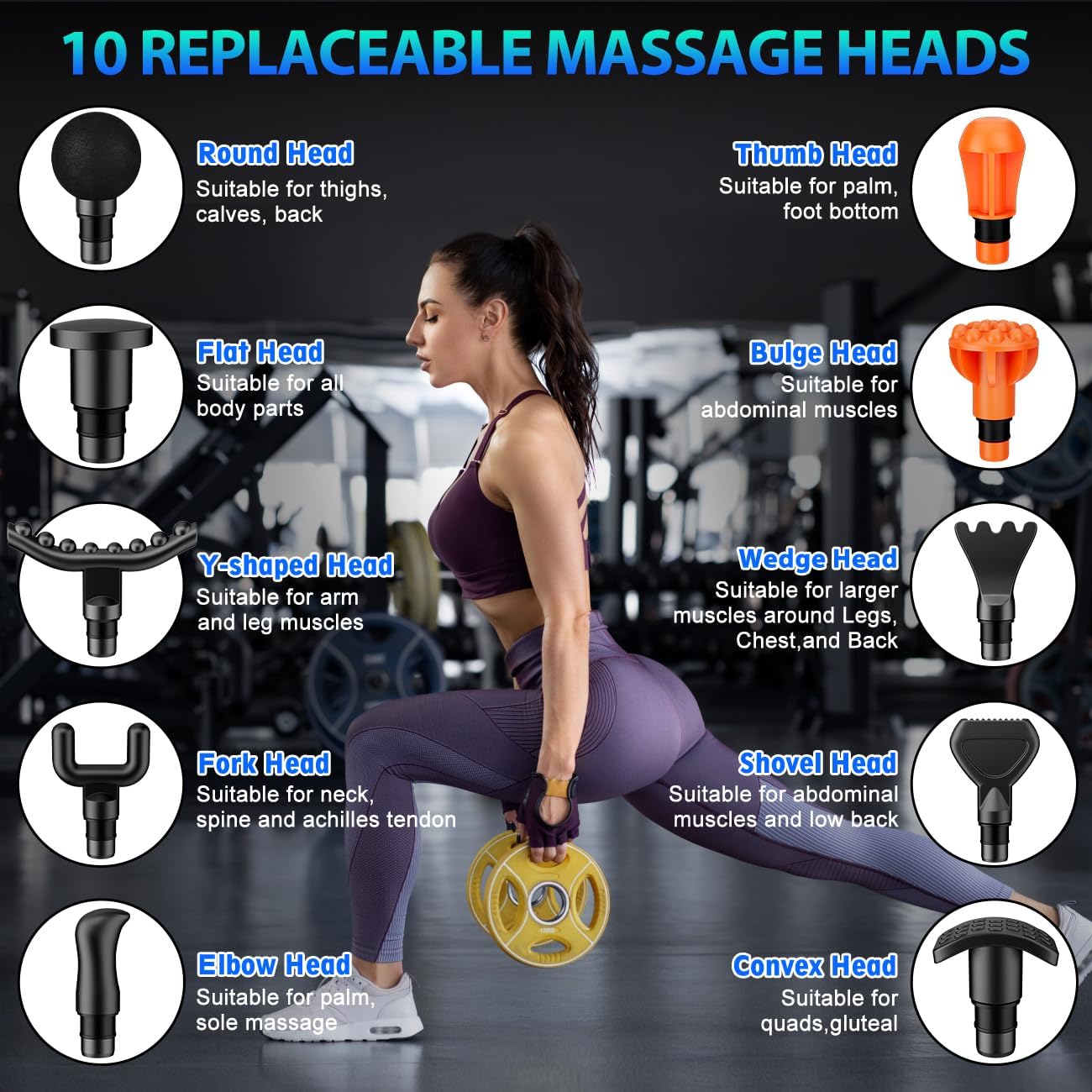 TOLOCO Massage Gun, Deep Tissue Back Massage for Athletes for Pain Relief, Percussion Massager with 10 Massages Heads & Silent Brushless Motor, Mothers Day Gifts, Black
