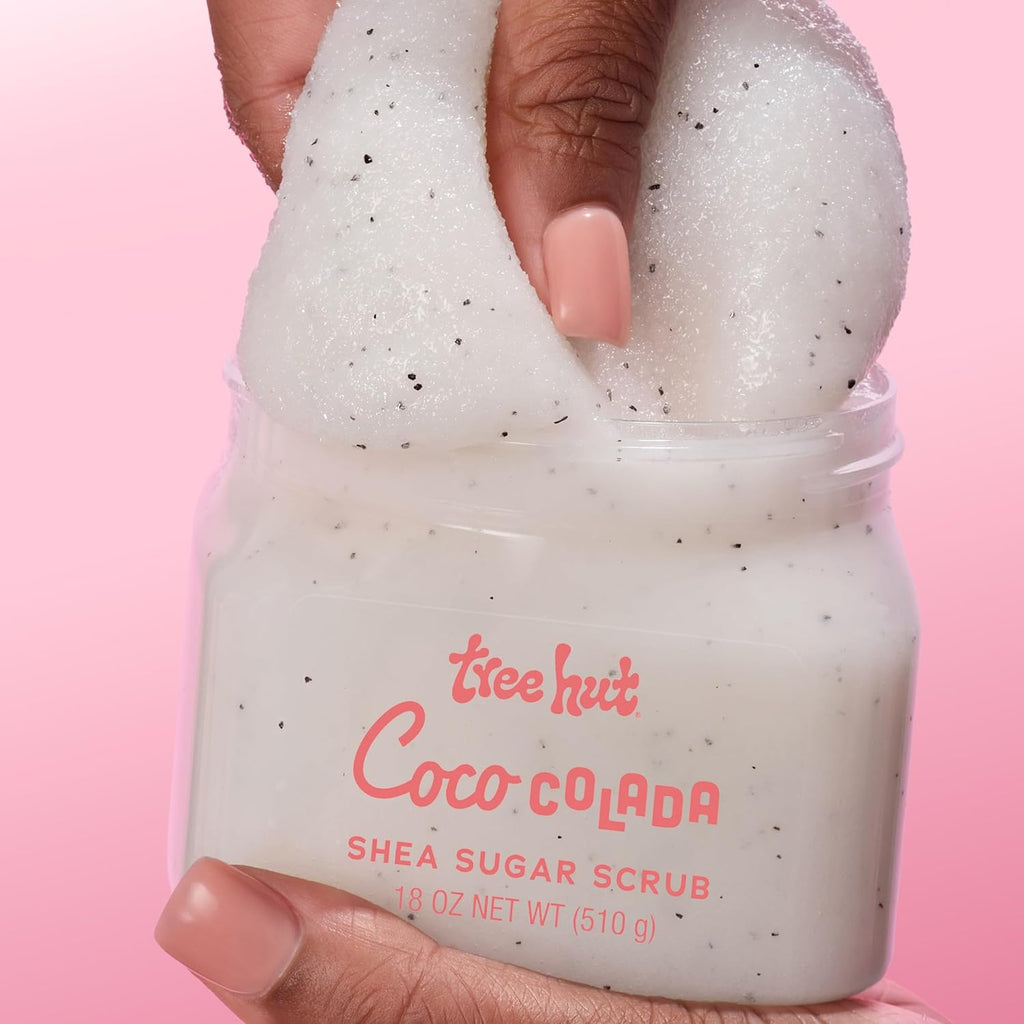 Tree Hut Coco Colada Shea Sugar Scrub, Exfoliating & Hydrating Body Scrub with Shea Butter & Essential Oils, Smooth & Soften Skin, 18 oz
