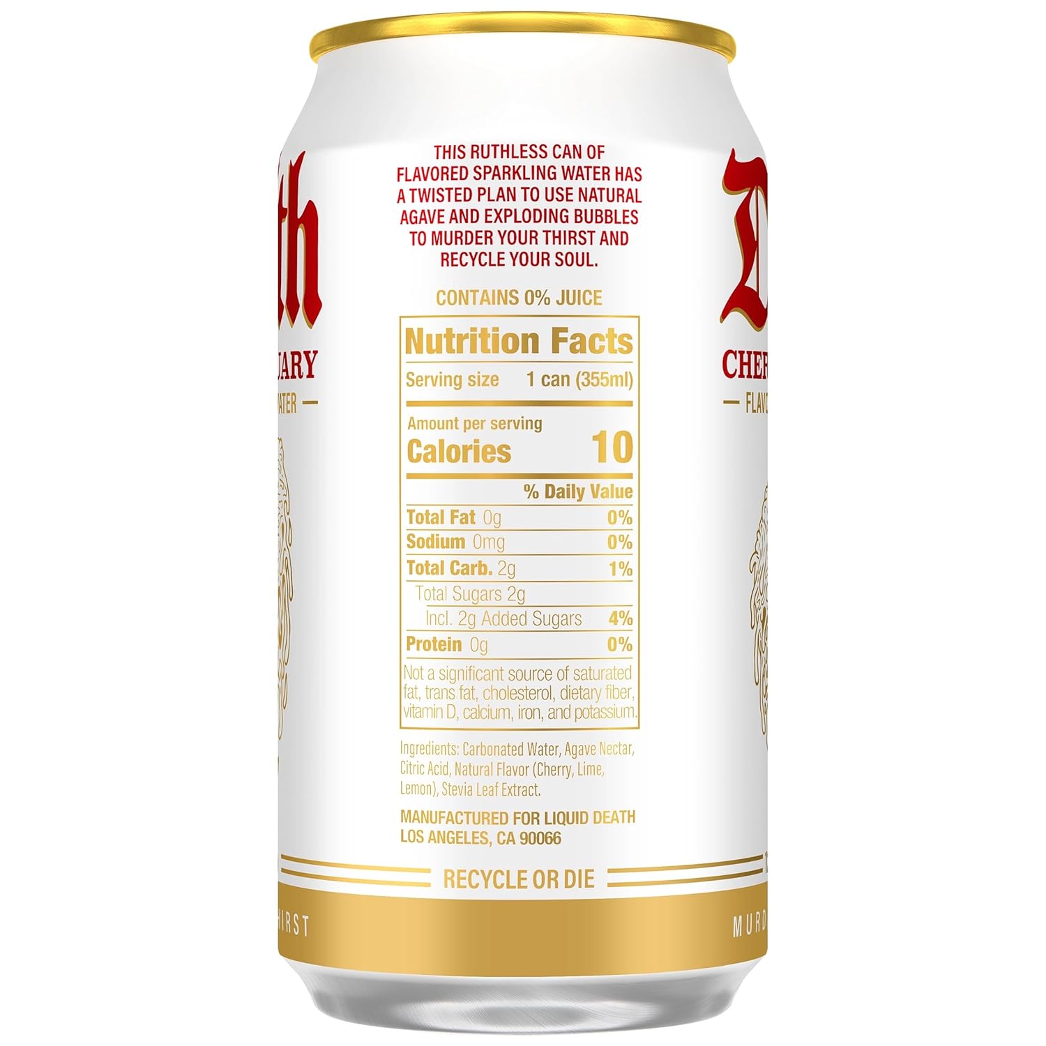 Liquid Death Soda-Flavored Sparkling Water - Cherry Obituary, Less Sugar*, Huge Flavor, No Caffeine, No Artificial Sweeteners, 12 Fl Oz (Pack of 12)