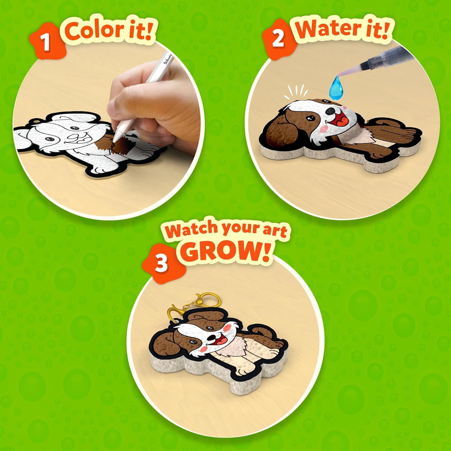 Skillmatics Aqua Puffs - 3D Art Kit, Animals, Mess-Free Paint by Number Craft for Kids, DIY Color & Inflate Activity, Travel & Creative Gift for Girls & Boys Ages 4, 5, 6, 7, 8, 9, 10