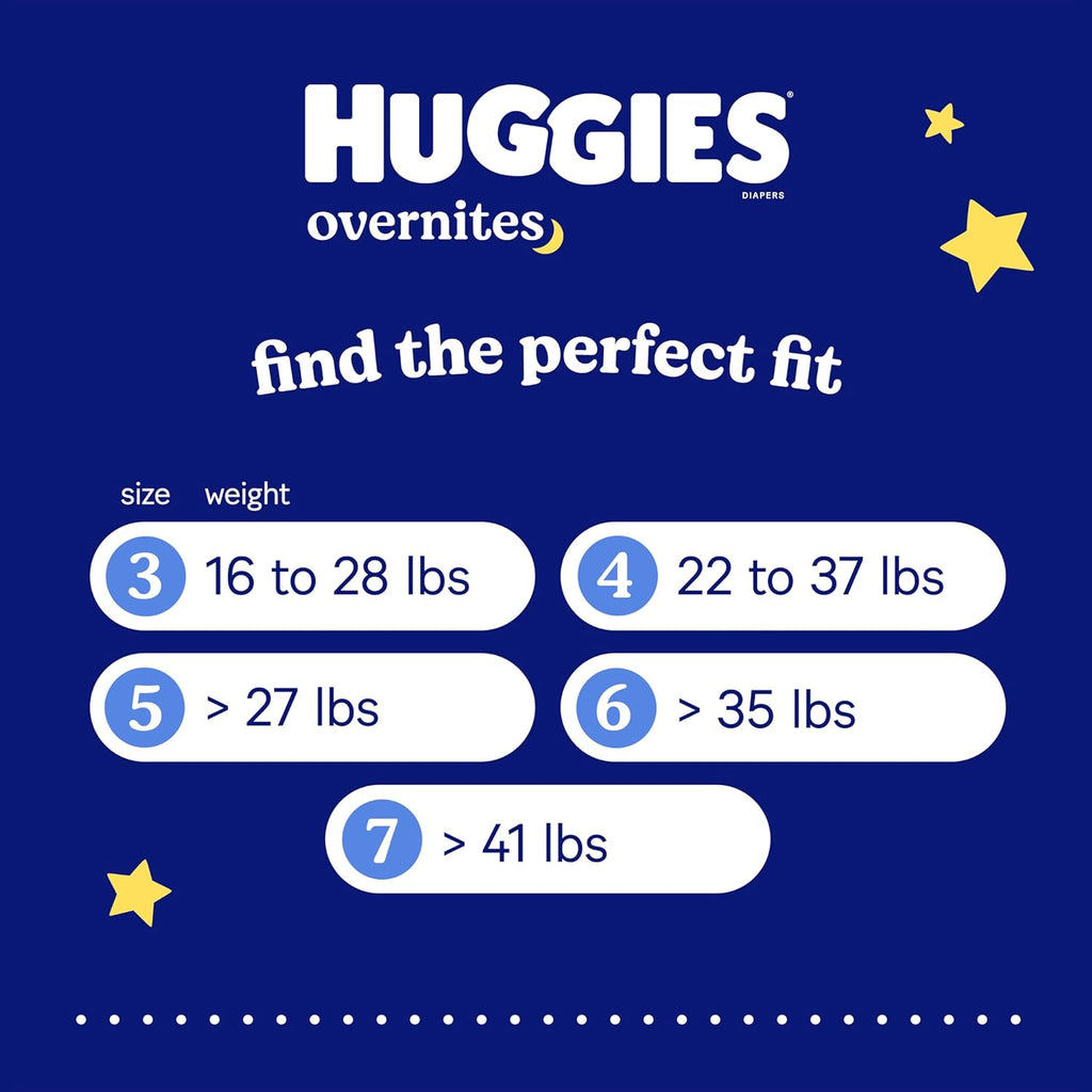 Huggies Overnites Size 5 Overnight Diapers (27+ lbs), 50 Ct, Packaging May Vary