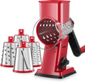 Geedel Rotary Cheese Grater, Kitchen Mandoline Vegetable Slicer with 3 Interchangeable Blades, Easy to Clean Rotary Grater Slicer for Fruit, Vegetables, Nuts