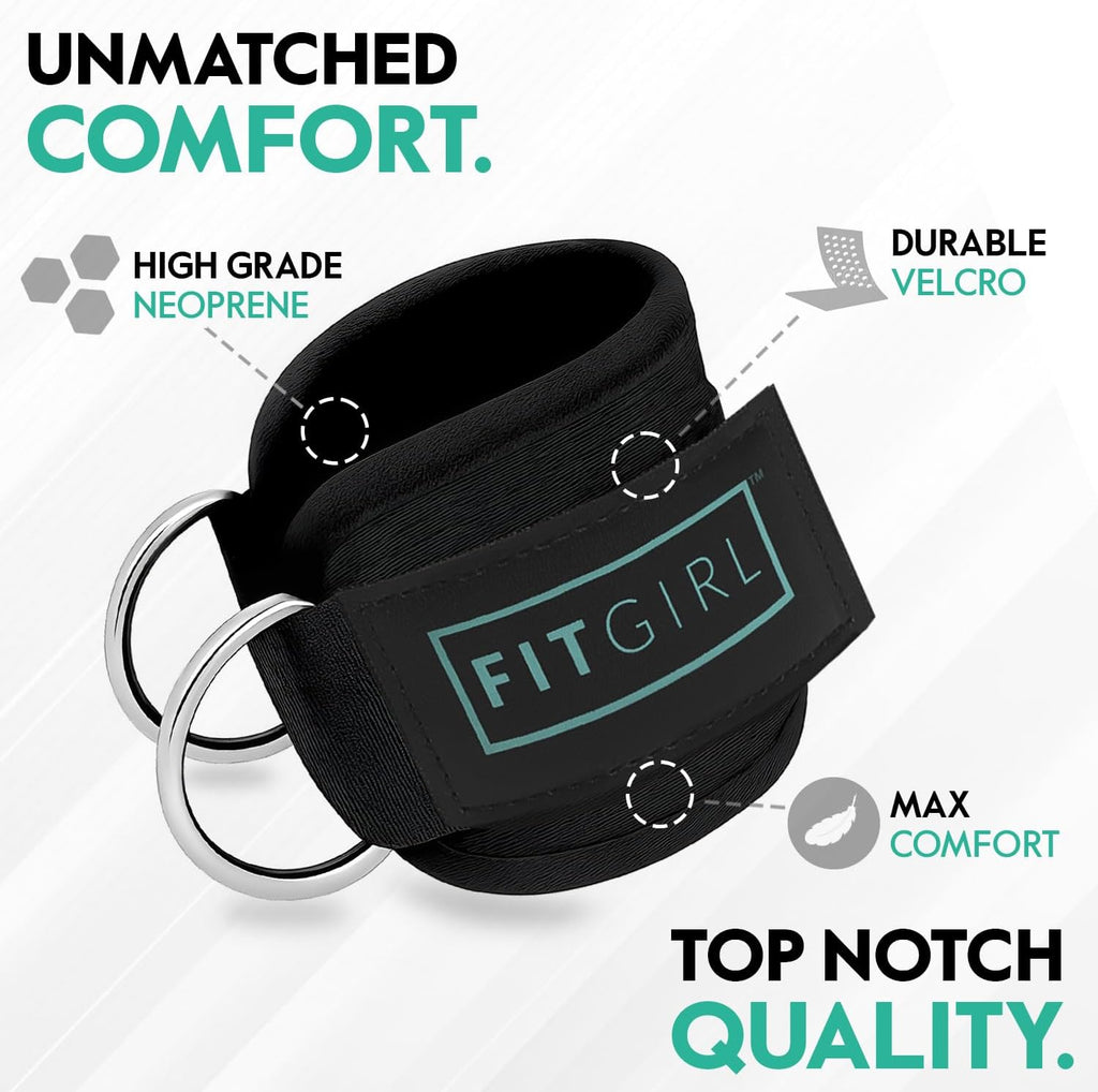 FITGIRL Ankle Strap for Cable Machine – Premium Padding and Comfort for Cable Exercise Machines, Cable Exercise Attachment for Home & Gym, Glute Workouts - Kickbacks, Leg Extensions, Hip Abductors