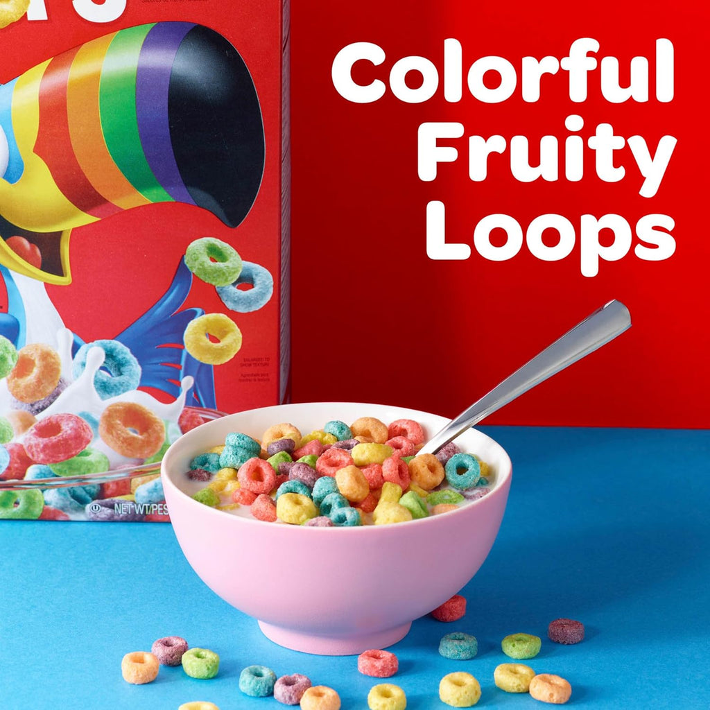 Kellogg's Froot Loops Breakfast Cereal, Good Source of Fiber, 15g Whole Grains, Giant Size, 23 oz