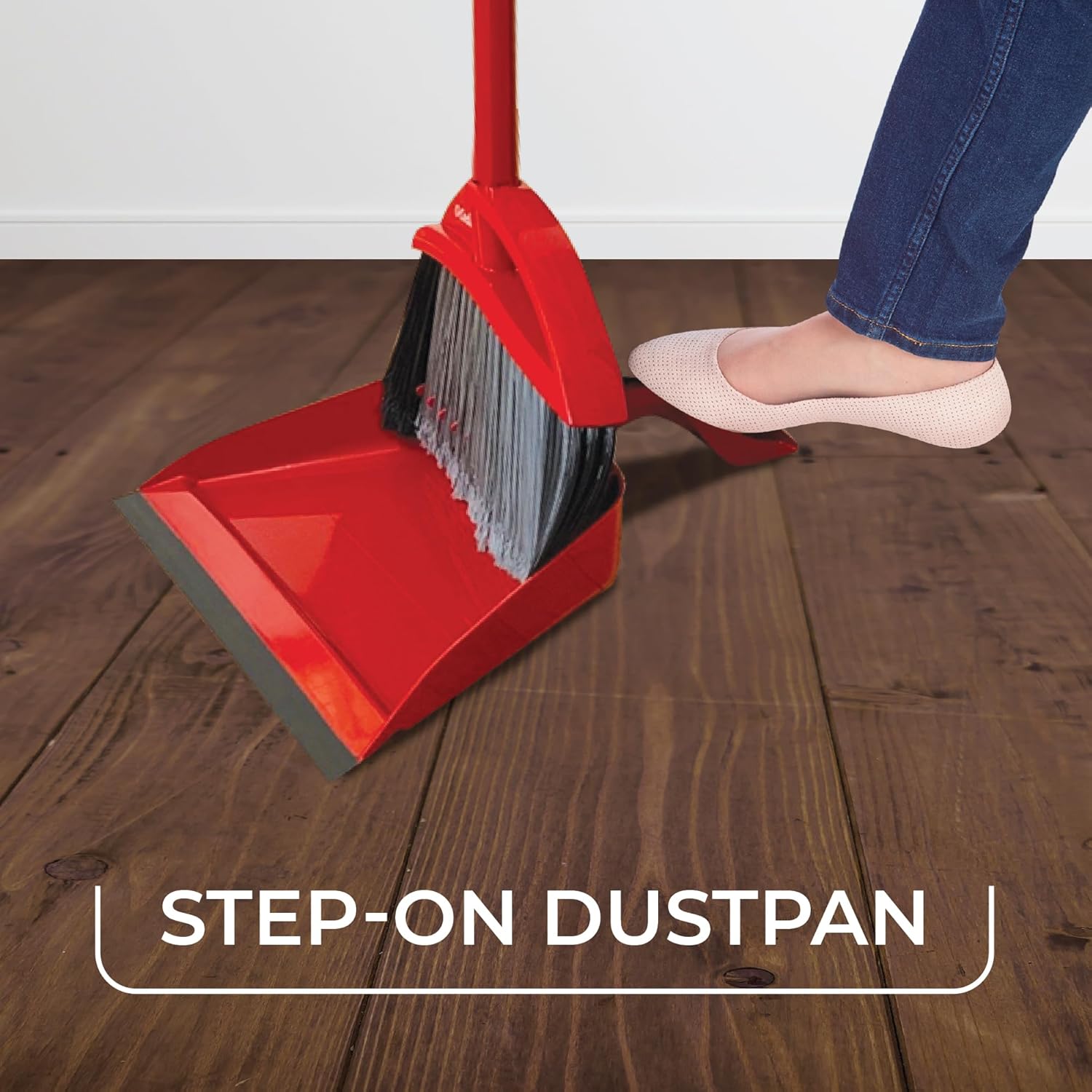 O-Cedar Pet Pro Broom with Step-On Dustpan | Remove 99% with One Sweep | Removes 3 Times More Pet Hair | Quiet Cleaning Tool for Cat and Dog Owners