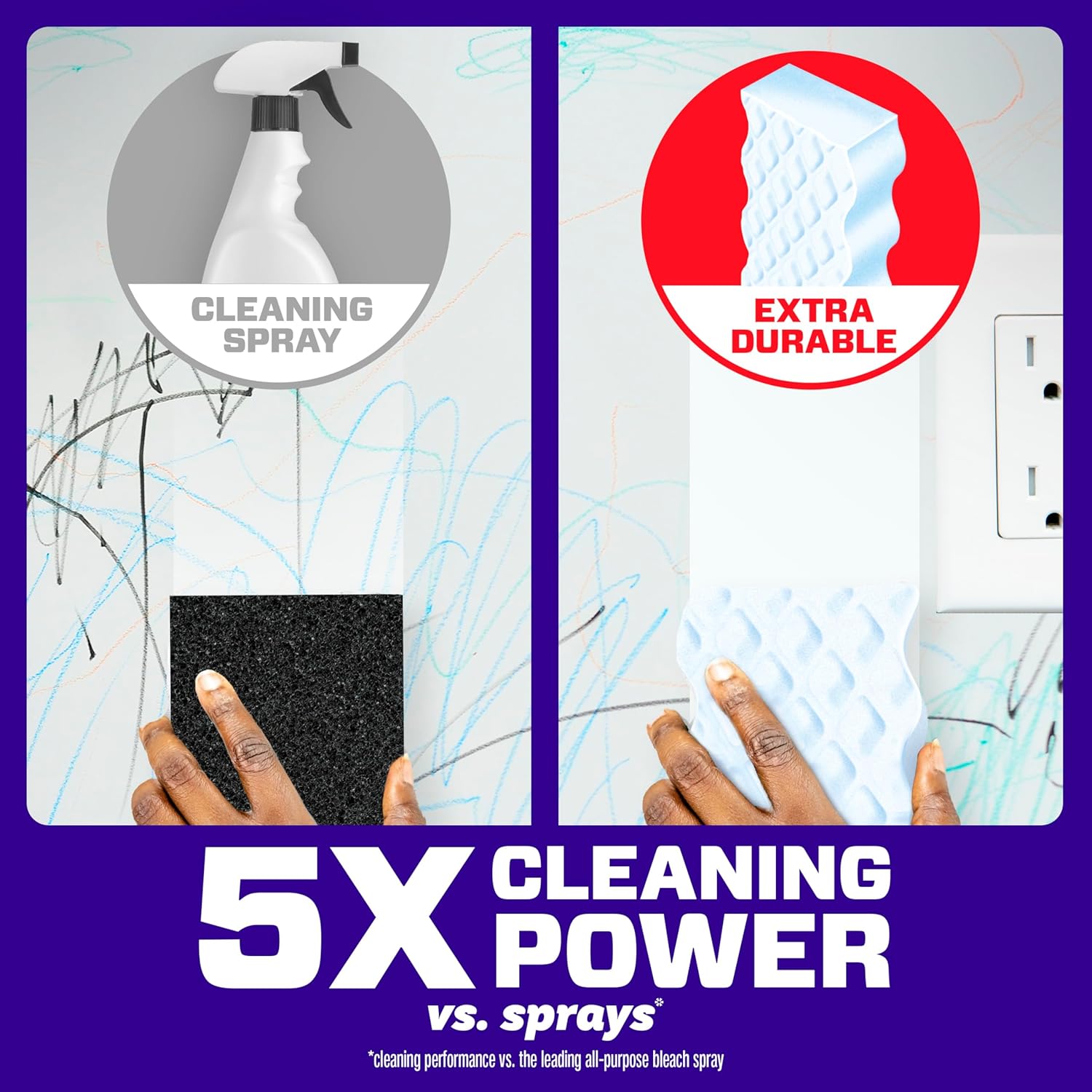 Mr. Clean Magic Eraser Sponge, All Purpose Cleaner, Cleaning Scrubber, Wall, Sneaker, Kitchen, Bathroom, Shower Cleaning Supplies, Melamine Sponge, Cleaning Pads, Whole Home Extra Durable, 12ct