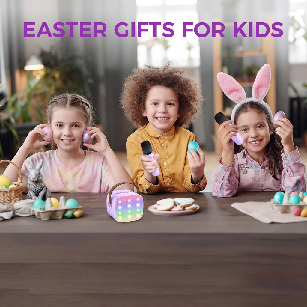 YLL Karaoke Machine for Kids, Portable Mini Speaker with 2 Wireless Microphones, TOP Kids Gifts for Girls Ages 3, 4, 5, 6, 7, 8, 9, 10+ Years Old, 4-12th Birthday Singing Present Toy Party (Purple)
