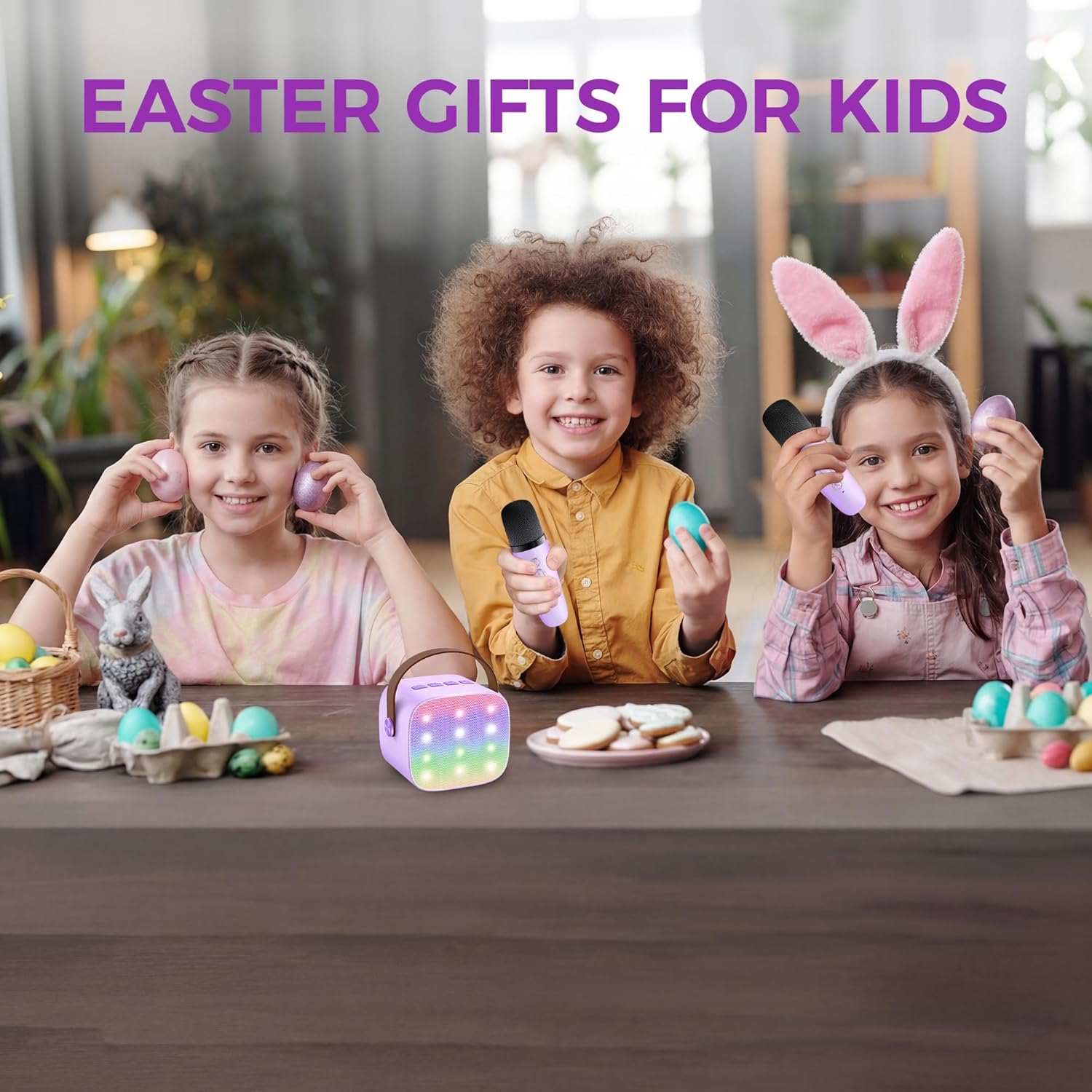 YLL Karaoke Machine for Kids, Portable Mini Speaker with 2 Wireless Microphones, TOP Kids Gifts for Girls Ages 3, 4, 5, 6, 7, 8, 9, 10+ Years Old, 4-12th Birthday Singing Present Toy Party (Purple)