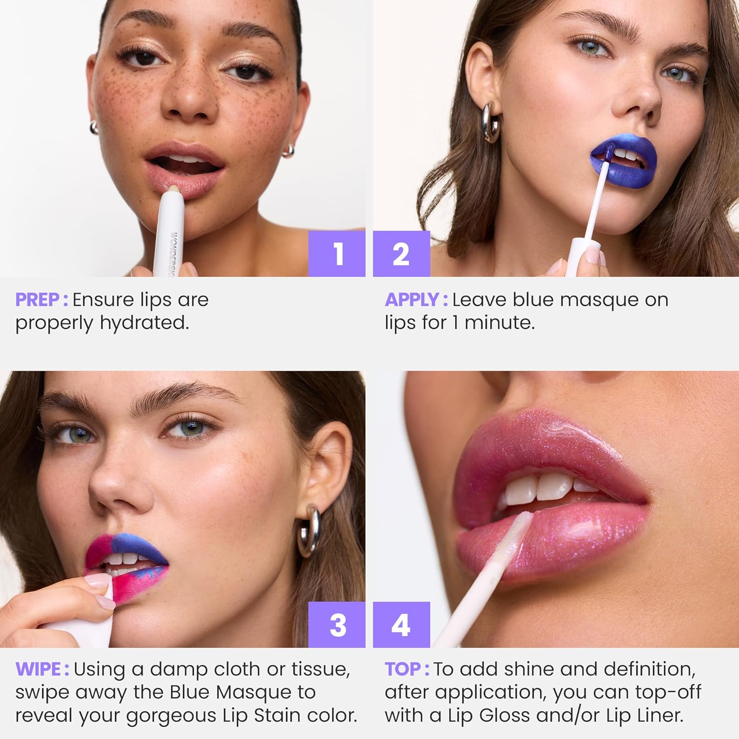 Wonderskin Wonder Blading All Day Lip Stain Peel Off Masque - Long Lasting, Waterproof and Transfer Proof Nude Lip Tint, Matte Finish Peel Off Lip Stain (Whimsical Masque)