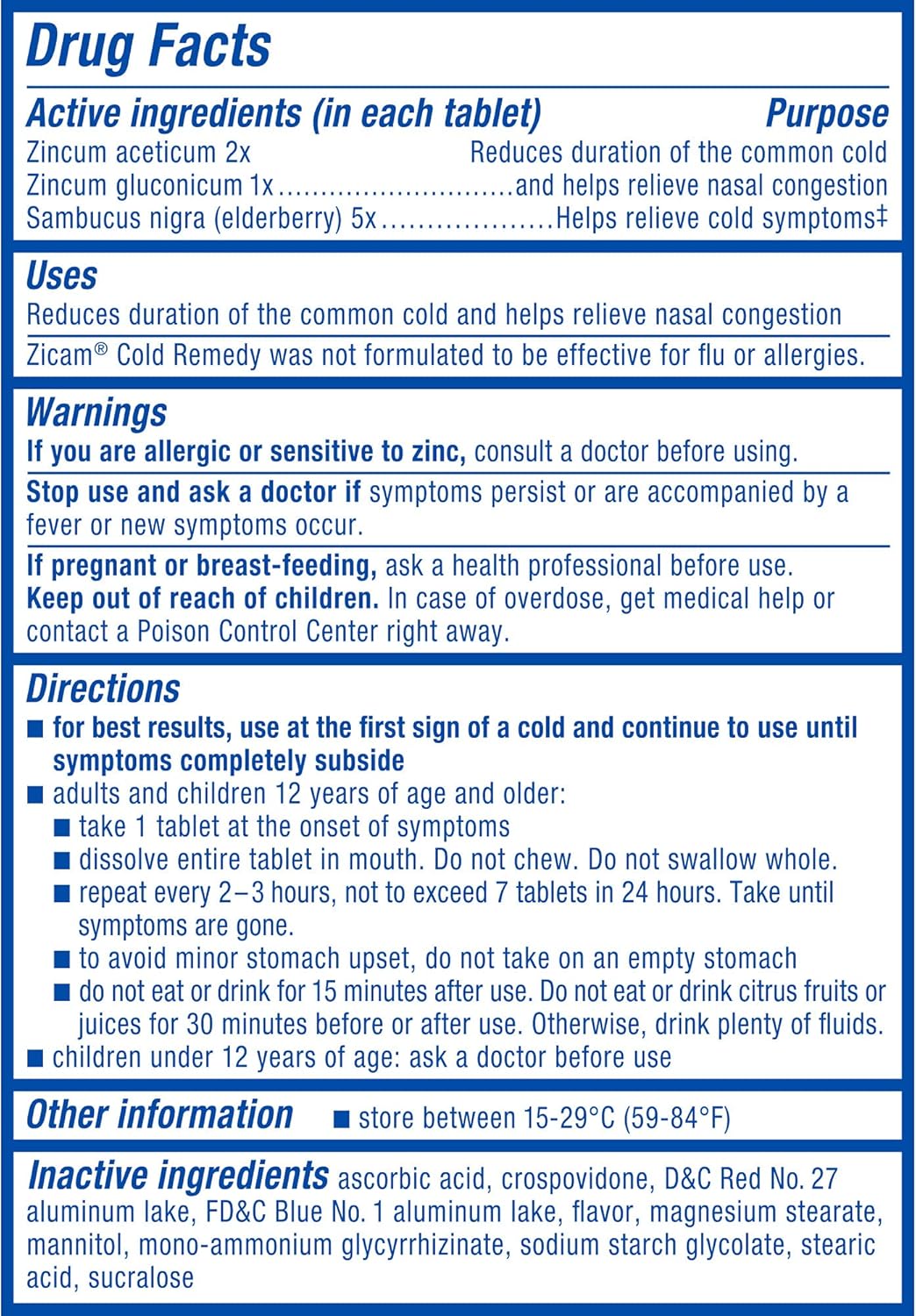Zicam Cold Remedy Zinc RapidMelts, Elderberry Citrus Flavor, Homeopathic, Cold Shortening Medicine, Shortens Cold Duration, 25 Count