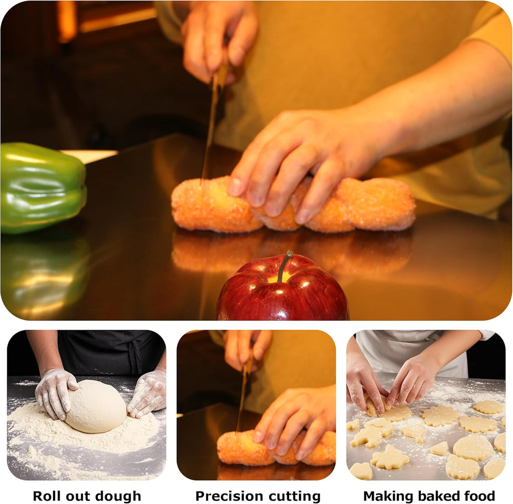 Stainless Steel Cutting Boards for Kitchen, Kneading Cutting Board Mats, Metal Cutting Board for Meat, Fruits, Vegetables, Bread, and Baking Small Cutting Boards (40 x 30cm/15.7 x 11.8 in)
