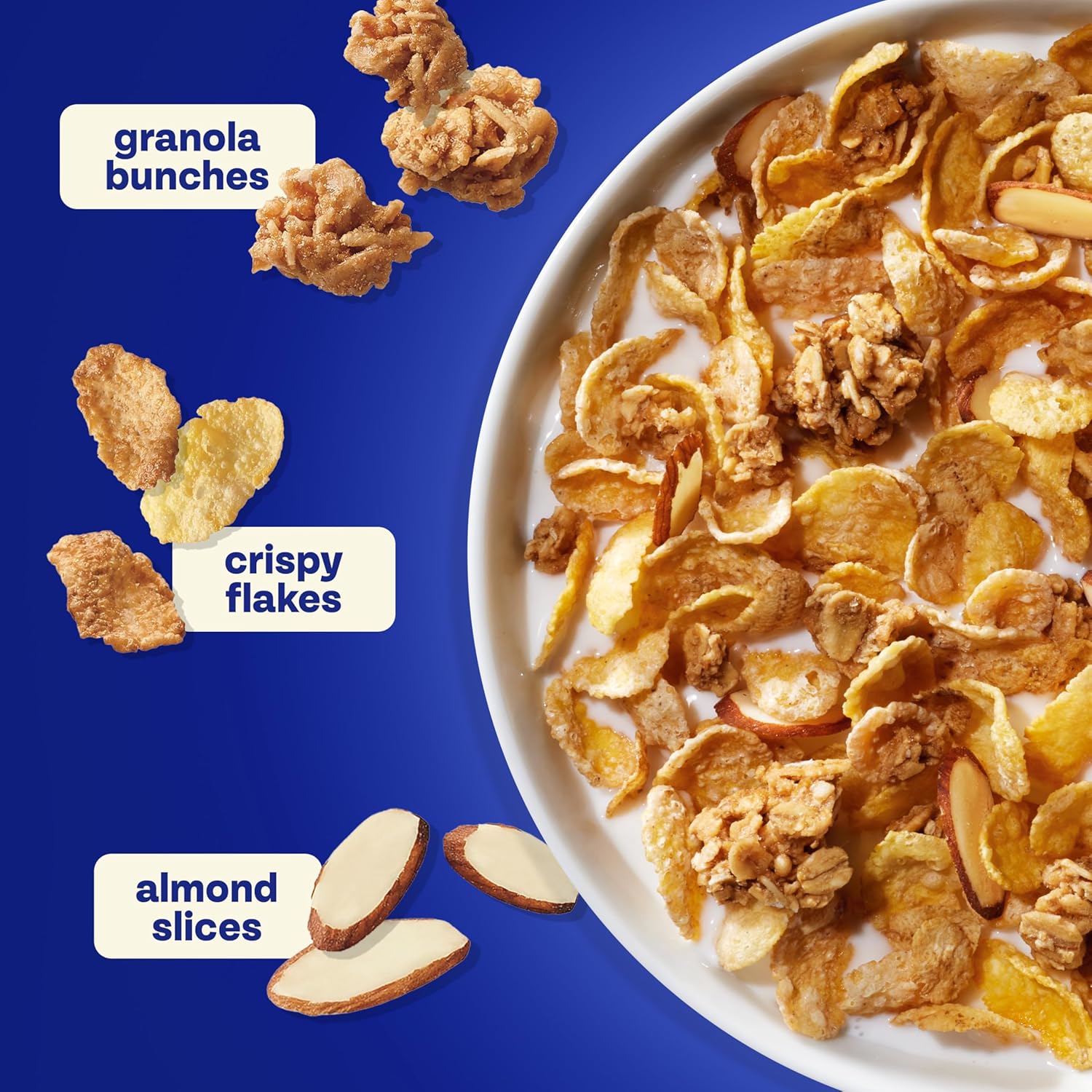 Honey Bunches of Oats with Almonds Breakfast Cereal, Almond Cereal with Oats and Granola Clusters, Family Size 18 oz Box