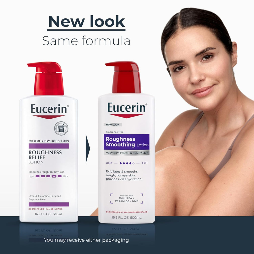 Eucerin Roughness Relief Body Lotion for Extremely Dry, Rough Skin, Urea Enriched Body Moisturizer, 16.9 Fl Oz Bottle